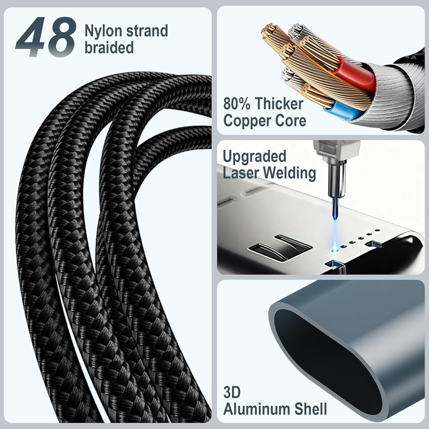 2026,Multi 10-2/iPhone 17-11/Samsung S25,for Cables-4FT Airplane Travel Essentials Charging Cable for Apple Watch