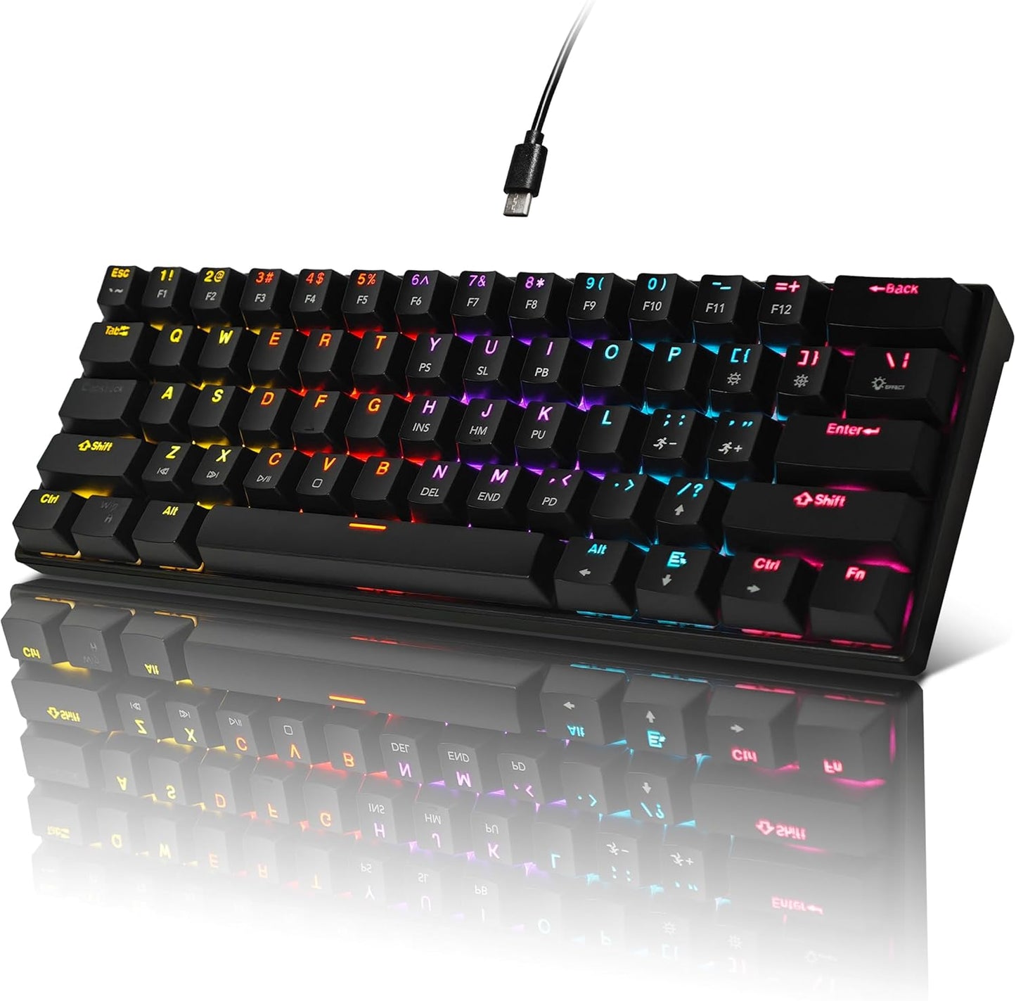 Bangsanth 60% 26-Mode 61-Key, Mechanical Keyboard, Mechanical Gaming Keyboard with Blue Switches and Dynamic RGB