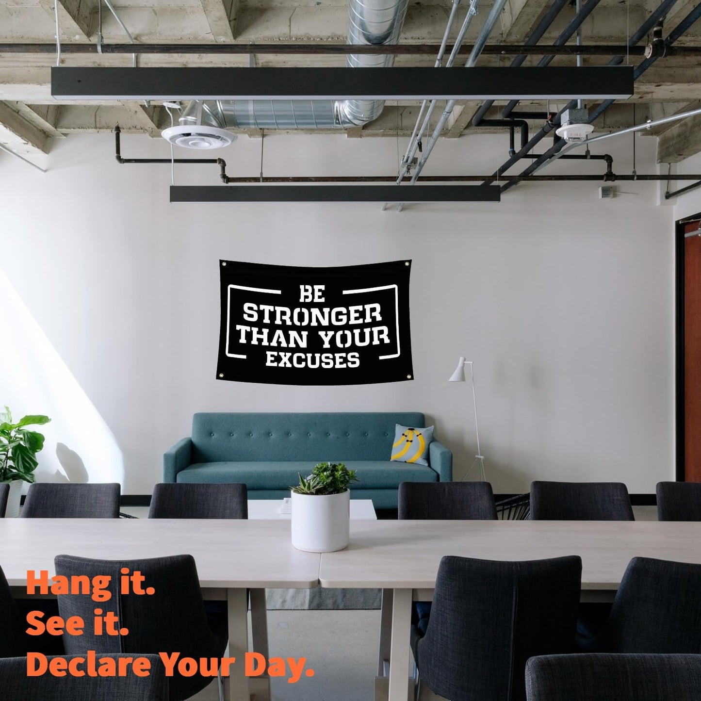Eudaedom Fuel Your Fire! Motivational Gym Banner - Cool Workout Tapestry to Stay Focused & Driven | Garage, Dorm, Office Wall Flag-5x3FT