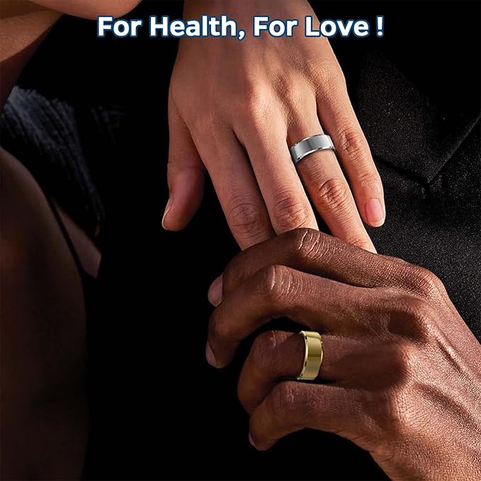 Smart Ring Health Tracker, Sleep Tracker Ring with Heart Rate, Waterproof Fitness Ring for Activity Monitoring/Steps/Distance/Calories, Air Gestures,Up to 7-Day Battery, for iOS and Android (Gold,#8)
