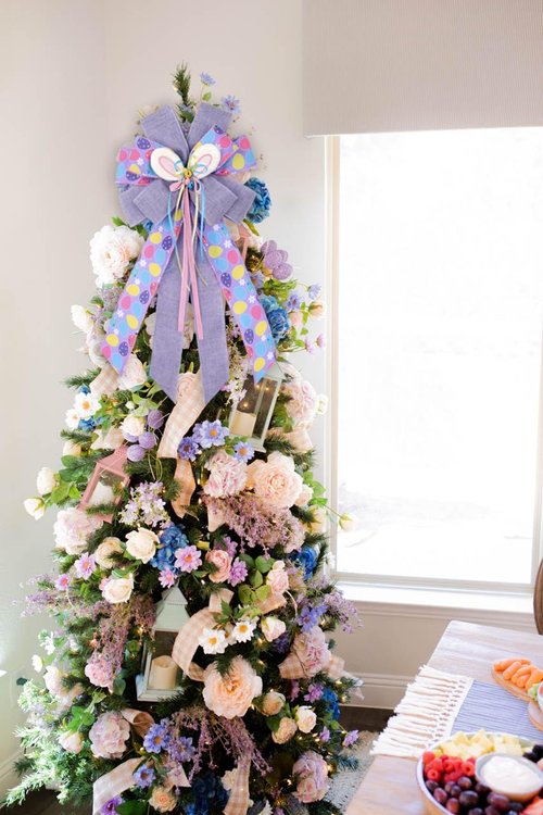FinBurtip Easter Wreath Bows, Large Easter Rabbits Burlap Bows Holiday Bow Rabbits Bunny Bows for Wall Indoor Outdoor Decor (Purple)