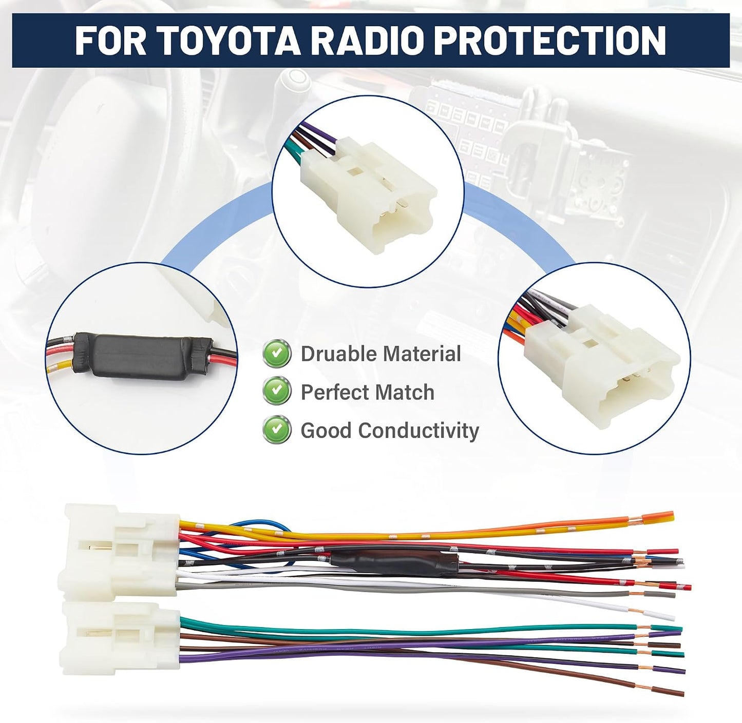 2006-2018 1998-2019 4Runner RED WOLF Car Radio Wiring Harness Built-in Resistors Protect Vehicles Battery Replacement