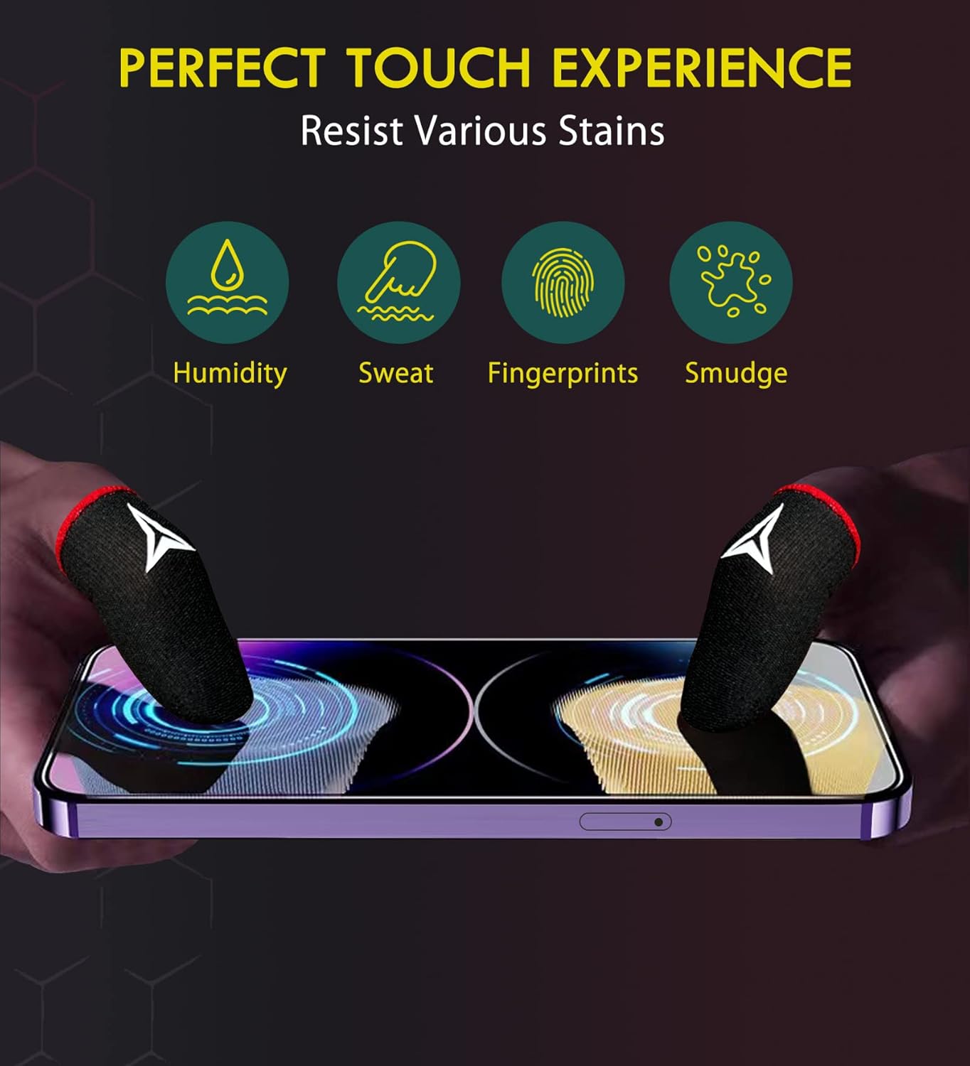 6 Pack Nuozme 0.15mm Mobile Phone Gaming Finger Sleeves, Finger Sleeves Compatible with All Touchscreen Devices