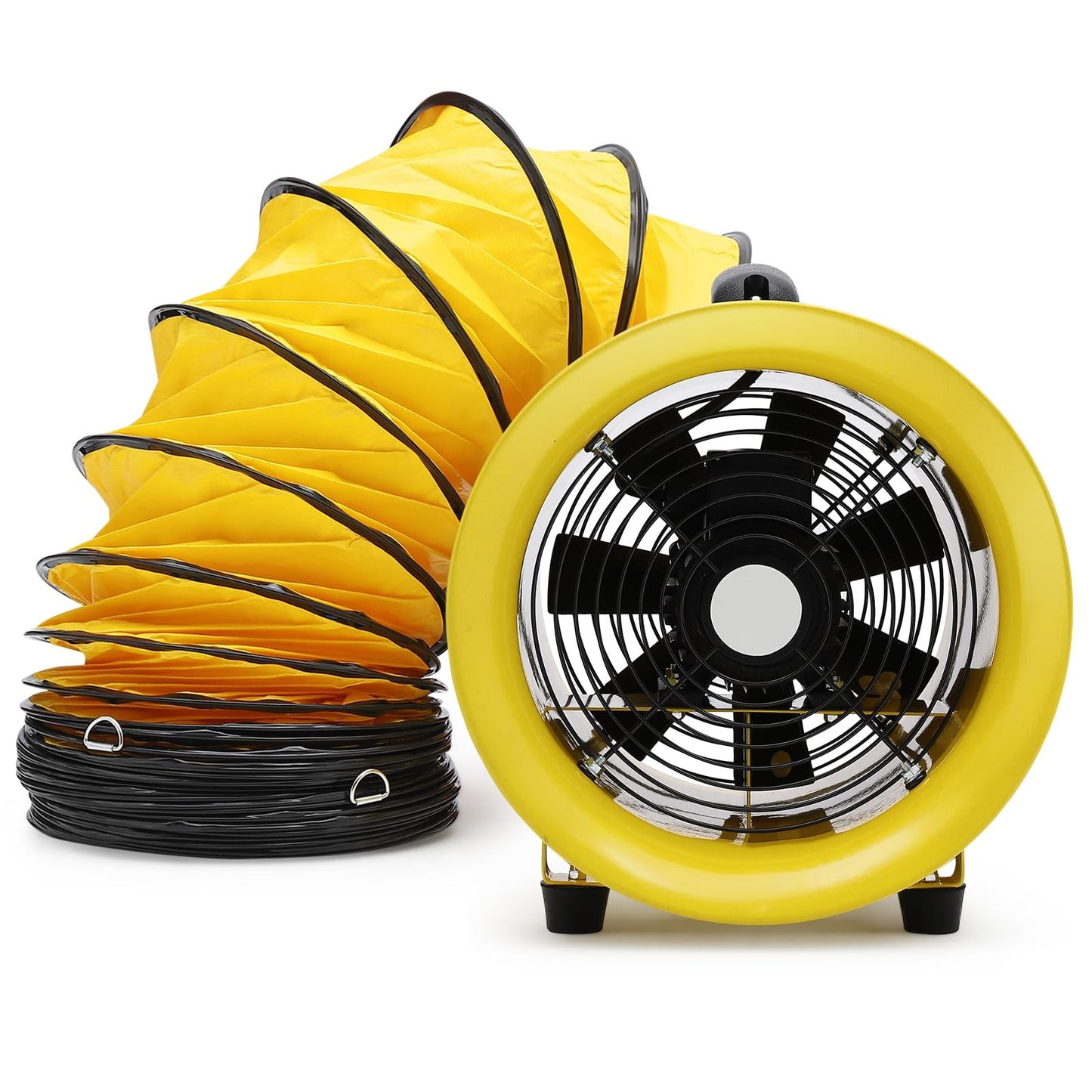 8 in Utility Blower Fan, 3300 RPM High-Speed Ventilation Fan with 16.4 ft PVC Duct Hose, CE & IP44 Waterproof Rated, Industrial Portable Air Blower Ventilator for Basements, Tunnels, Factories