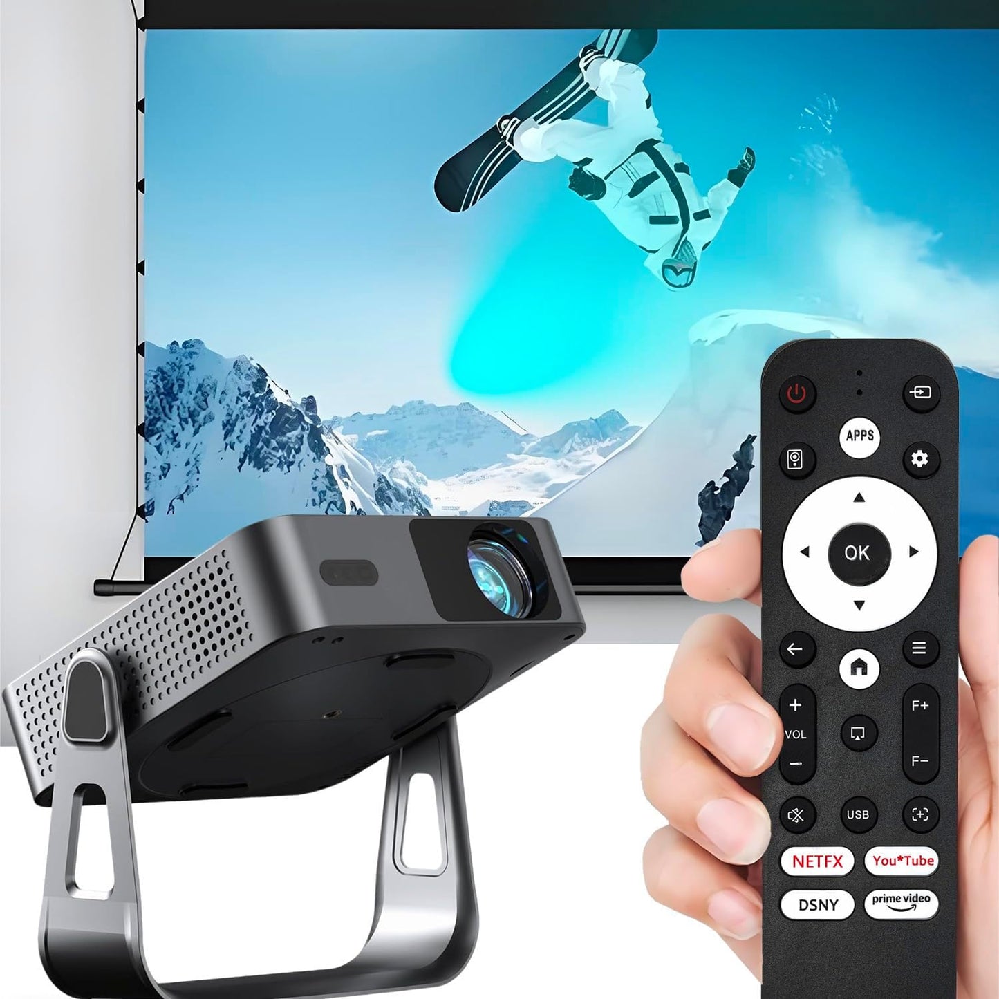 Molgoc Q5 Replacement Remote Contral for Mini Projector,Compatible with VOPLLS Portable Projector.