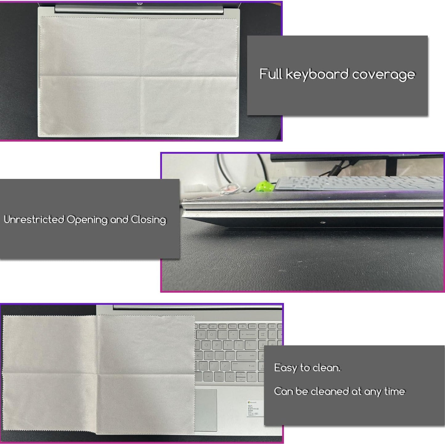 2-Pack 15.6"-17.3" Microfiber Laptop Cleaning Cloth - Clean Screen Dust & Protect Keyboard, Compatible