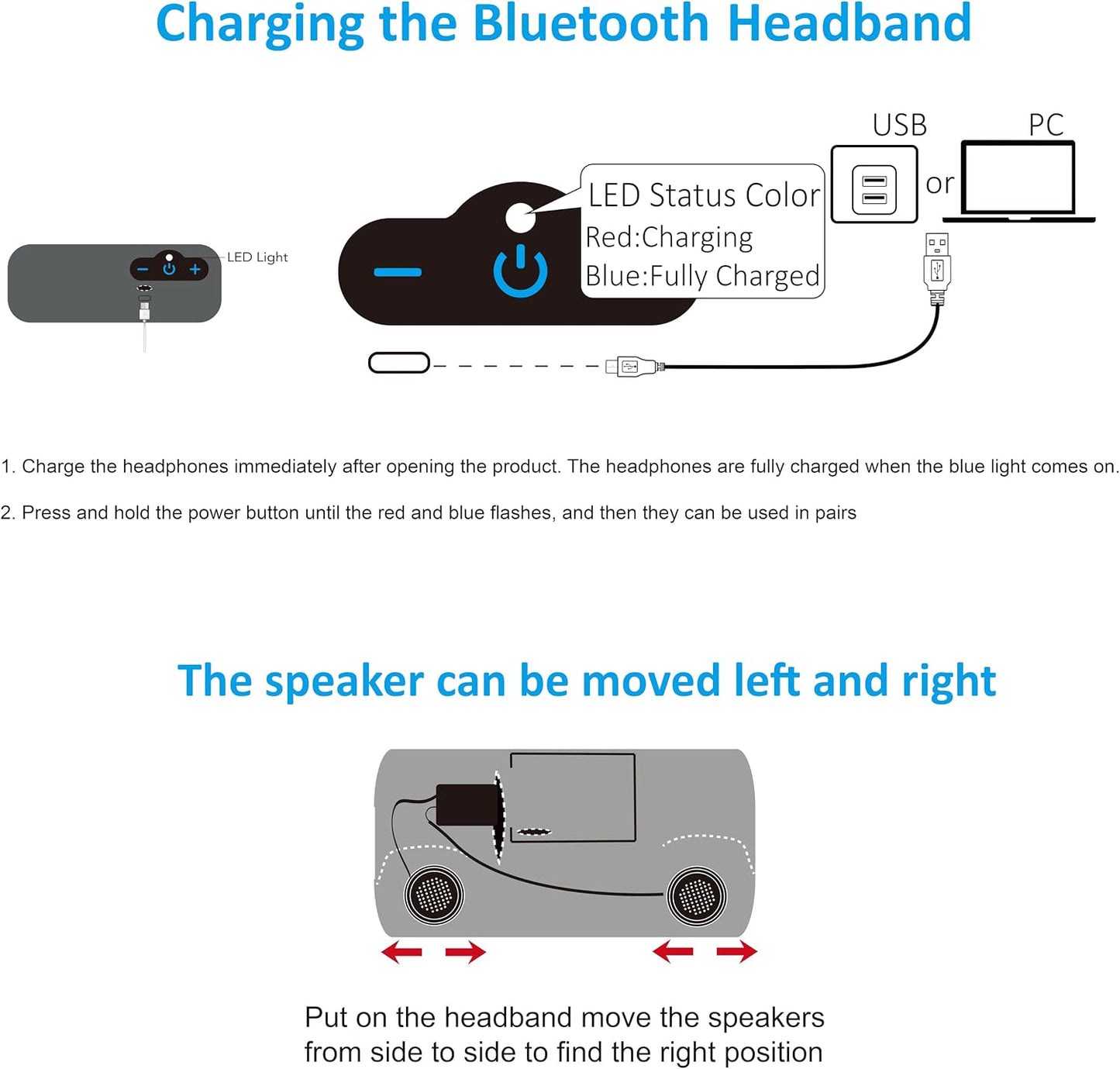 2-Pack, 17H Sleep Headphones Bluetooth Headband for Side Sleeper Playtime, Wireless Headband Headphones with HD Stereo
