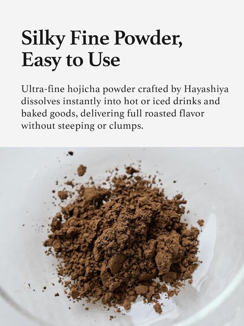 HAYASHIYA Hojicha Powder - Kyoto Uji Japanese Roasted Green Tea Latte | Low Caffeine, 60g (2.1oz)