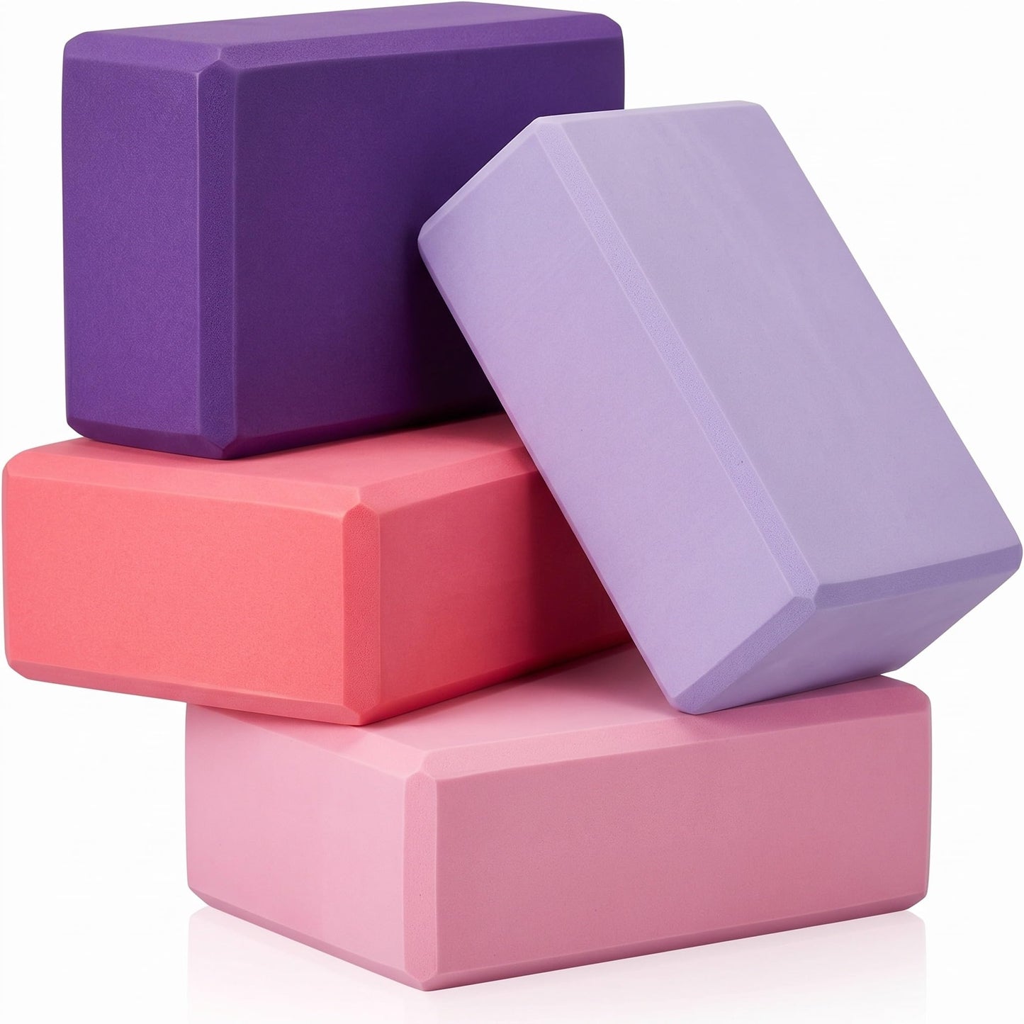 VercanMonth 4 Pcs Foam EVA Yoga Blocks Different Color Soft Non Slip Supportive Yoga Bricks Lightweight Gymnastic Blocks Stretching Accessories for Women Pilates Meditation