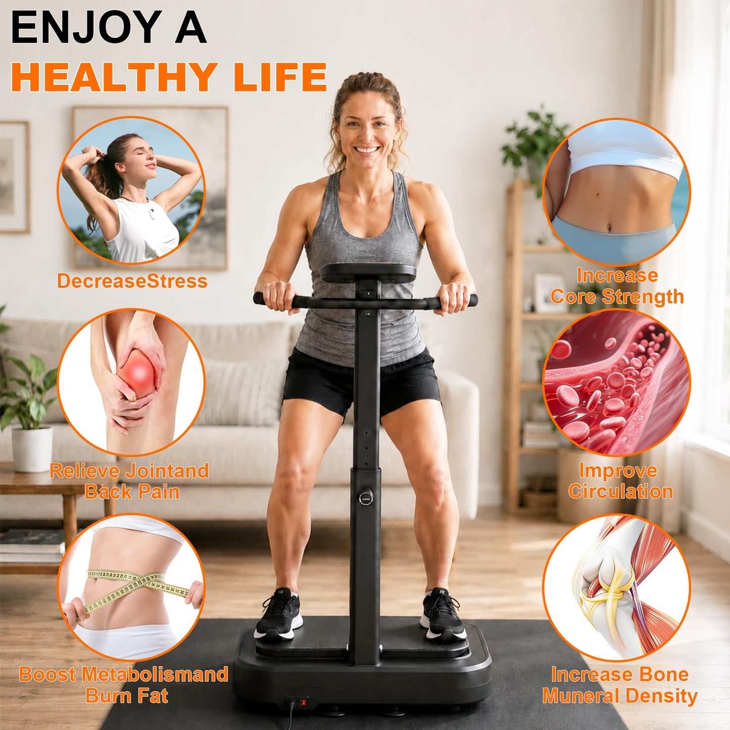 Streamnova Vibration Plate Exercise Machine for Lymphatic Drainage, Full Body Shake Platform Board for Home Fitness, Fat Burning, 5 Program Modes and 99 Speed Levels (Black)