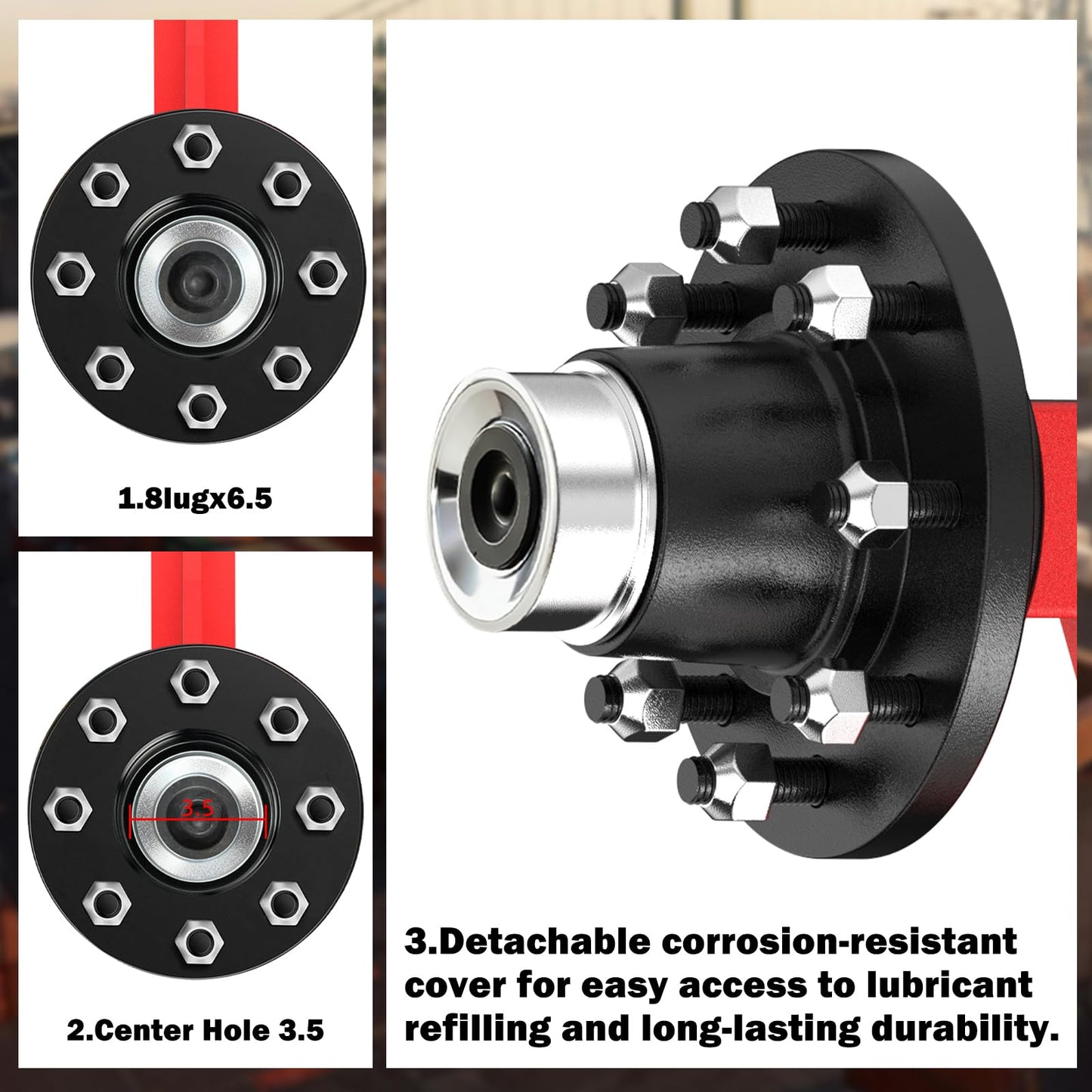 2-Pack Shipping Container Wheels Kit with 8 Lug Bolt-On Spindle,Heavy-Duty Shipping Container Axles for Up to 40ft Containers, 15000LB Capacity, Shipping Container Accessories (8 Lug x 6.5)
