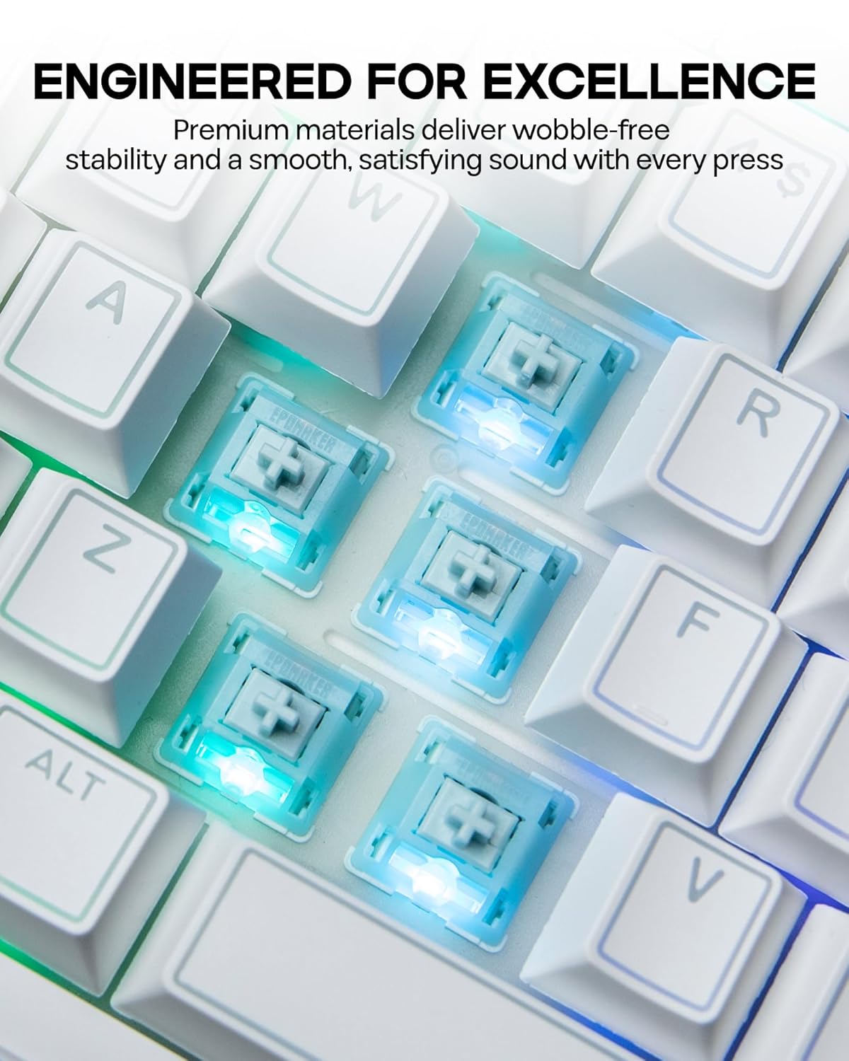 45gf 100 5-Pin PC/PA66 EPOMAKER Creamy Jade Gaming Keyboard Switches, PCS Linear Switch, Pre-Lubed Switch, with Case