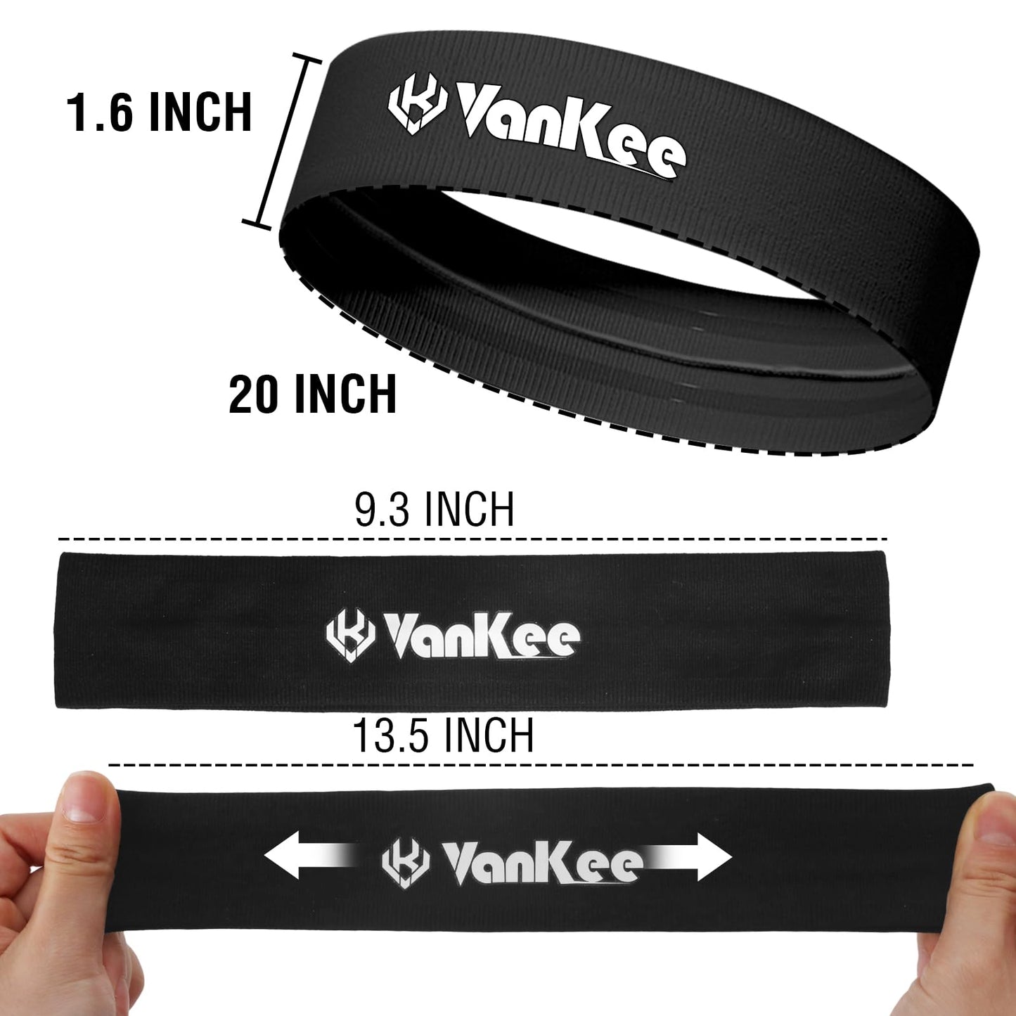 VanKee Sports Headbands for Men Cooling Sweatbands for Women Moisture Wicking Non Slip Workout Athletic for Running Yoga Tennis Basketball Fitness
