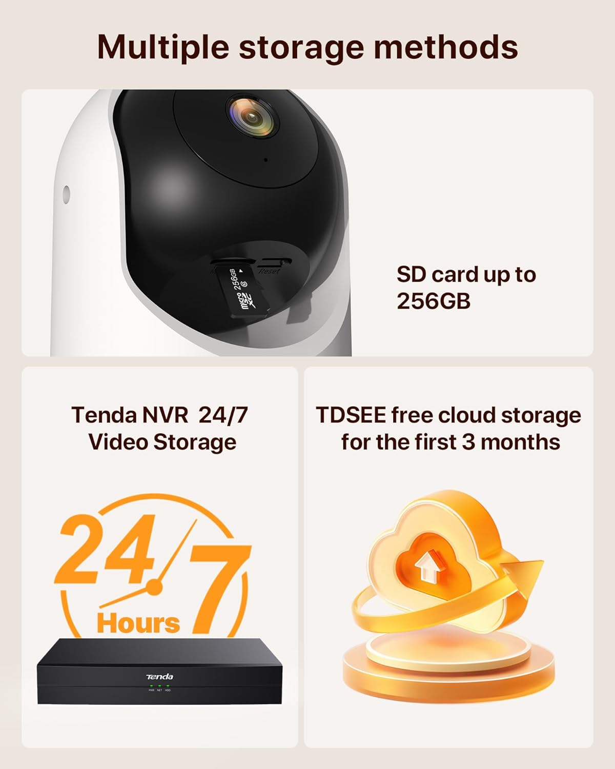 Tenda 2K 6 360 2-Way 24/7 Storage(CP3-V3.0) Indoor Security Camera for Baby Monitor, WiFi Pet/Dog Camera for Home