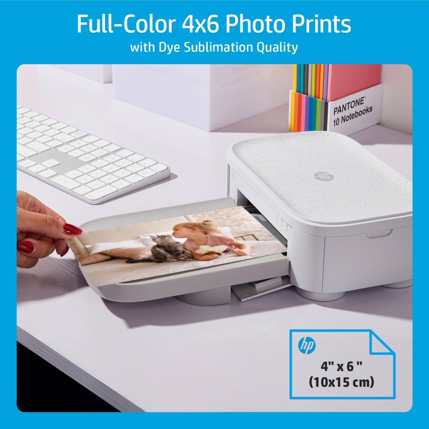 HP Sprocket Studio Plus 4x6 Wireless Instant Photo Printer, 118 Sheets + 3 Cartridges, Wi-Fi, Premium Dye Sublimation, Compact Home Use, Prints Vibrant Color Pictures, Editing App for Fun Photos