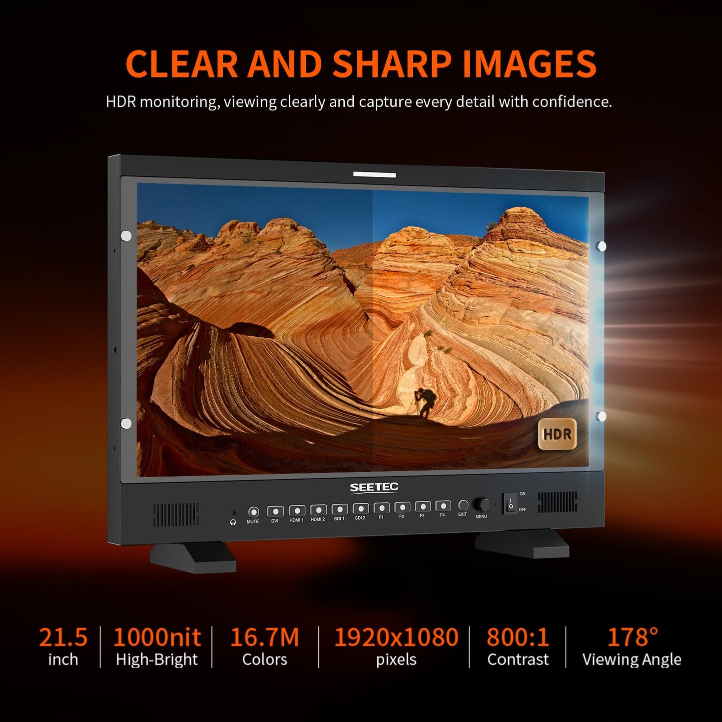 SEETEC P215 PRO 21.5" 1000nit Broadcast Director Production Monitor with LUT Waveform HDR, 3G SDI HDMI Input Output, HDMI Support 4K 60