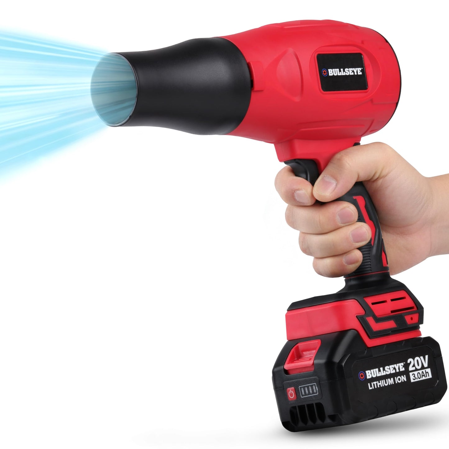 Bullseye Blower – Cordless Leaf Blower, Handheld Turbo Jet with 2 Batteries, 20V 350W Electric Air Power for Patio, Garage Cleaning and Car Drying – As Seen on TV