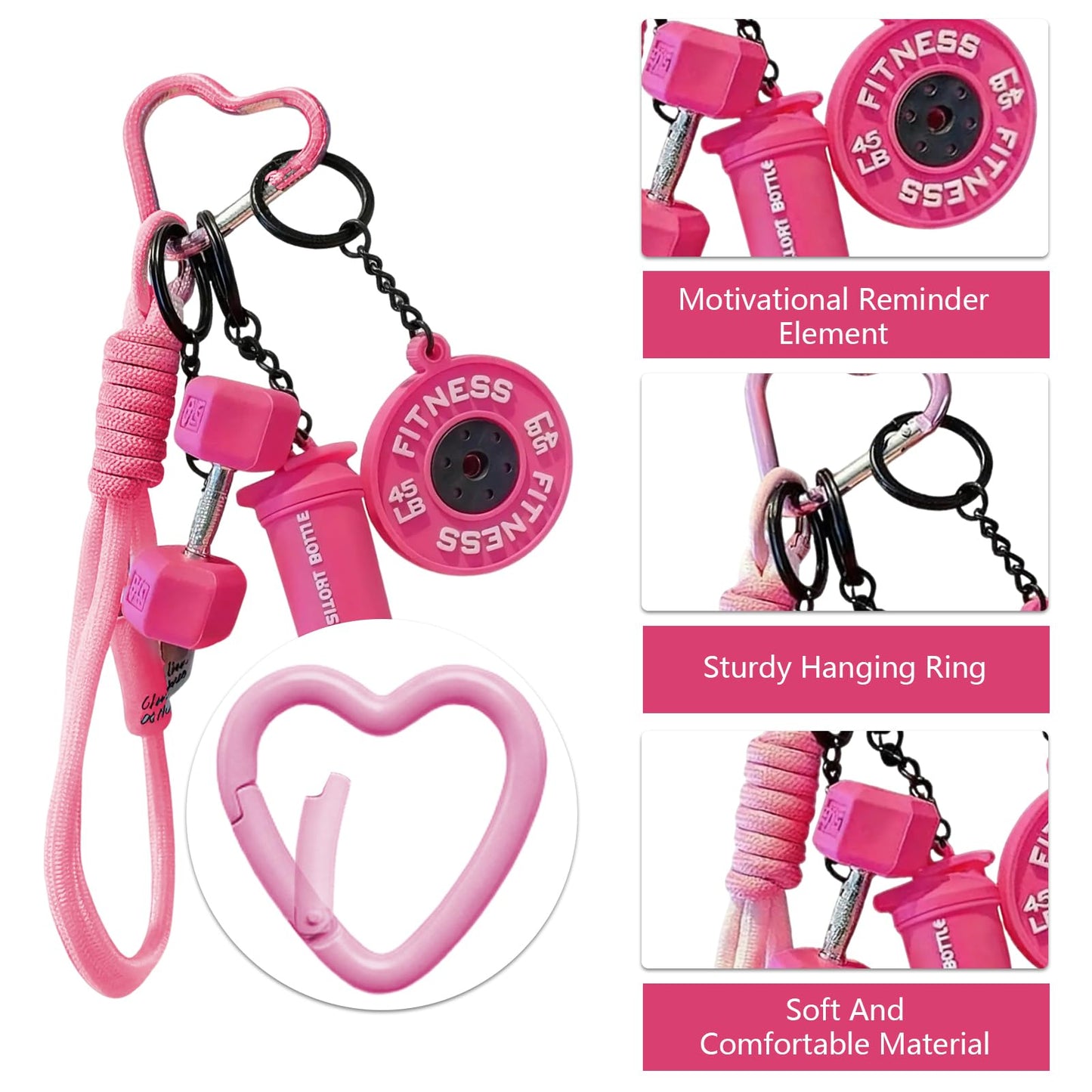 Afalin 2PCS Dumbbell Kettlebell Keychain,Gym Barbell Keychain, Gym Bag Charms Bags And Handbags Charms for Fitness Women and Men Gift, Backpack Car Decor
