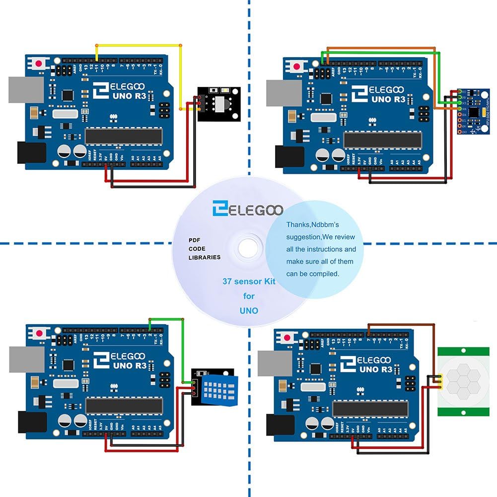 37 1 R3 2560 ELEGOO Upgraded in Sensor Modules Kit with Tutorial Compatible with MEGA Nano