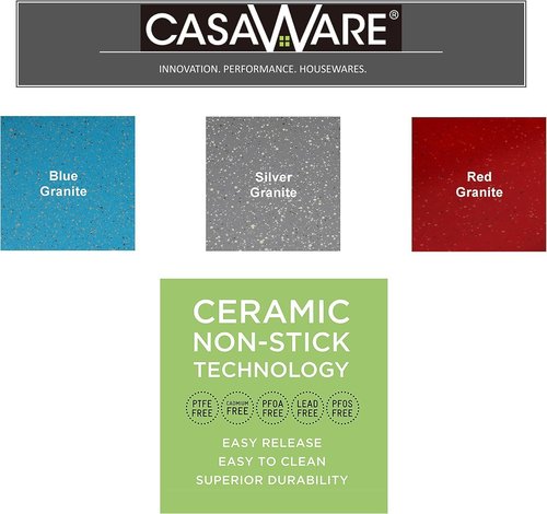 CasaWare Large Flat Baking Cookie Sheet - 12.5 x 14-Inch with 1.5-Inch Handle | Ceramic Non-Stick Coating