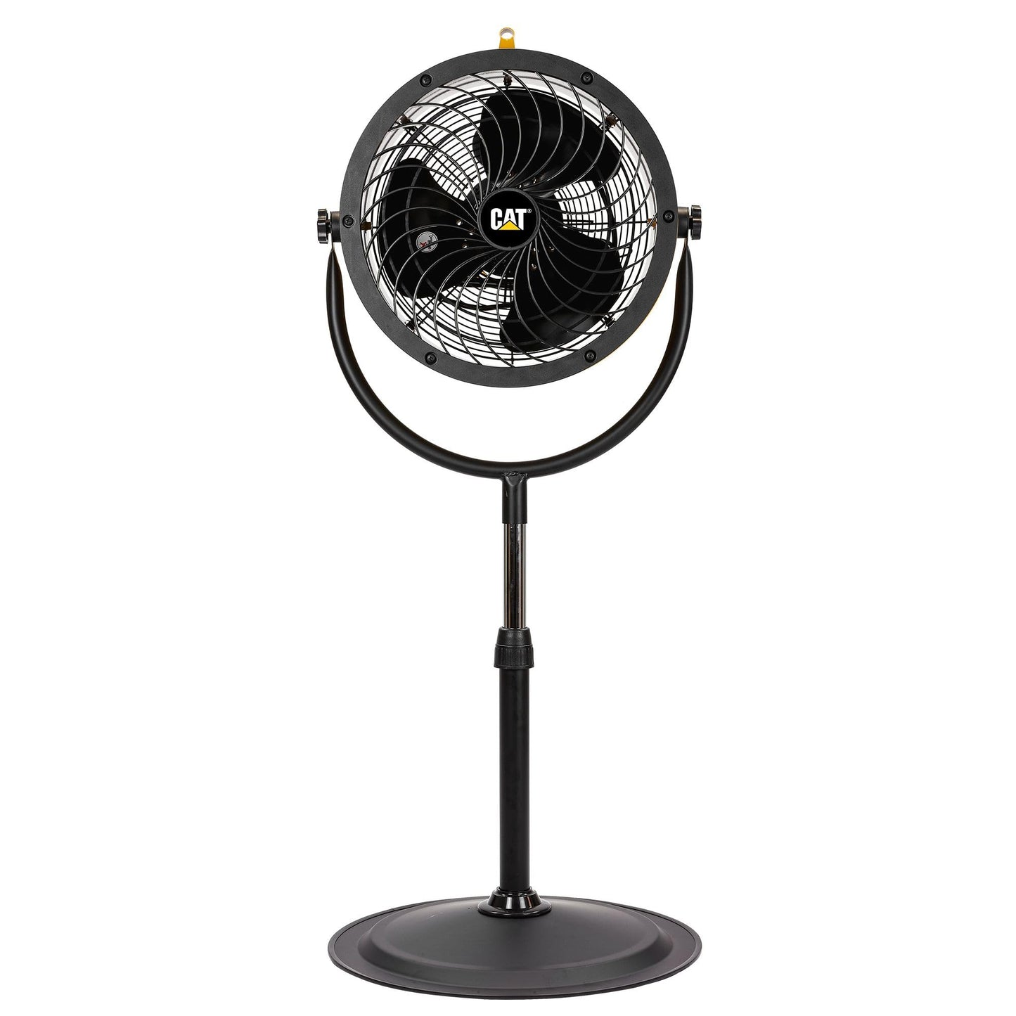 CAT fans - 14”-Blade High-Velocity Pedestal Drum Fan Industrial Grade (Yellow, 4-in-1): 2,300 CFM, 4-Speed, 360 Degree Adjustable Tilt, Dual Ball Bearing Motor with Die-Cast Cover (HVPD-14AC)