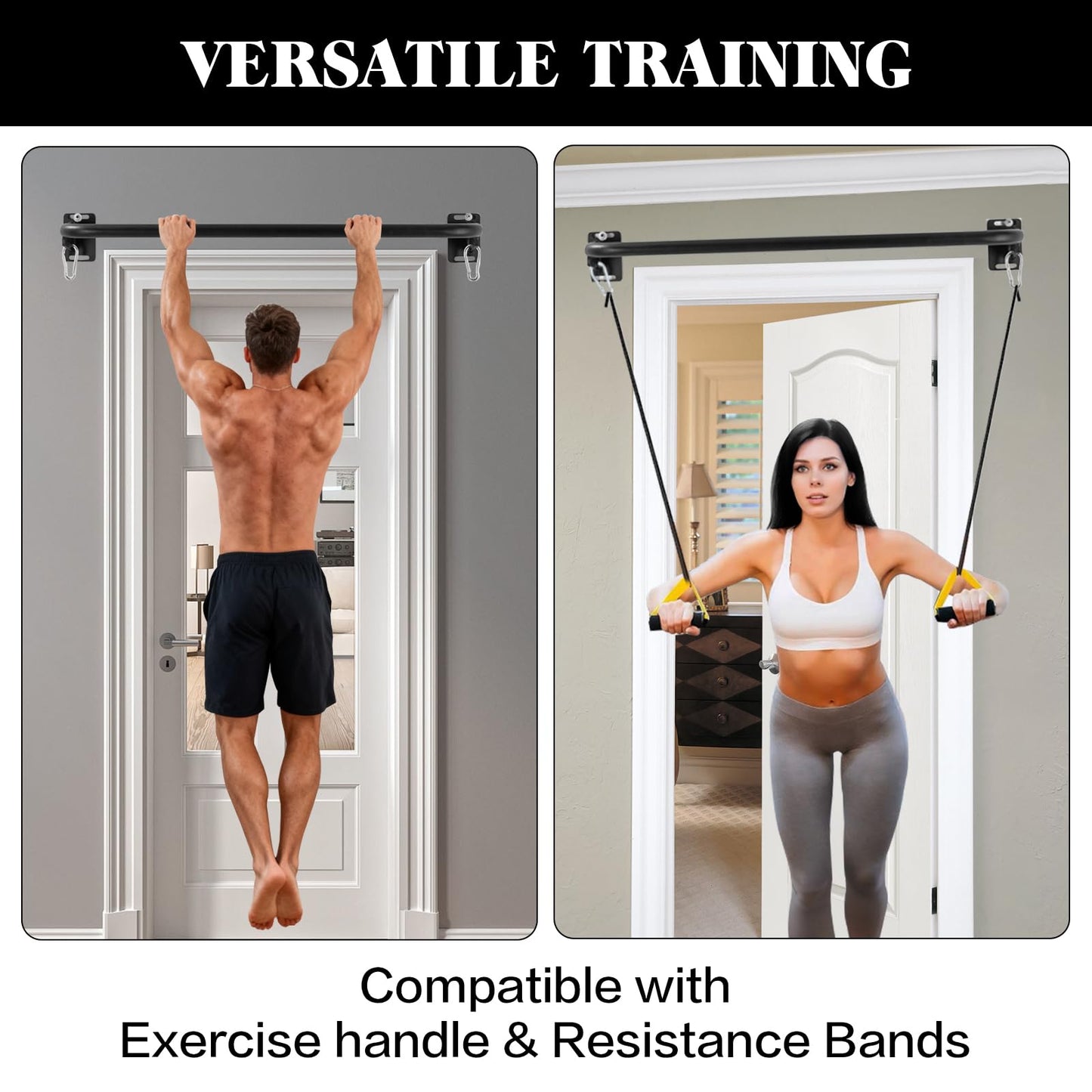 ANOSWXG Wall Mounted Pull Up Bar, Door Frame Pull Up Bar for Home Gym, Professional Drill-Required Chin Up Bar for Secure Pullups Training | Pull-Up Bars for Men