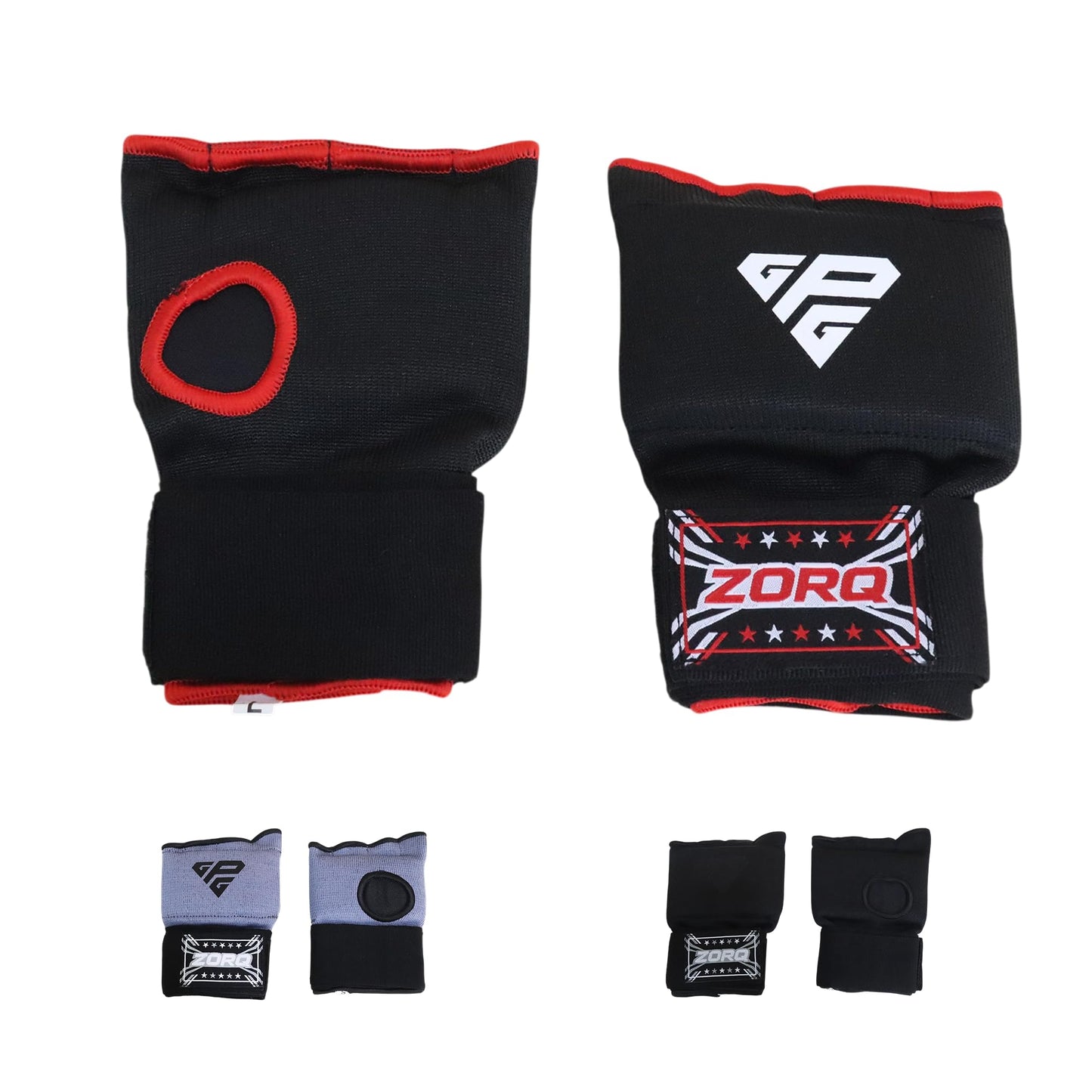 ZORQ Gel Boxing Hand Wraps Inner Gloves - Quick Padded Knuckle Protection Under Mitts for Men & Women - Semi-Elastic Wrist Support for MMA, Muay Thai, Kickboxing & Martial Arts (Red, Large)