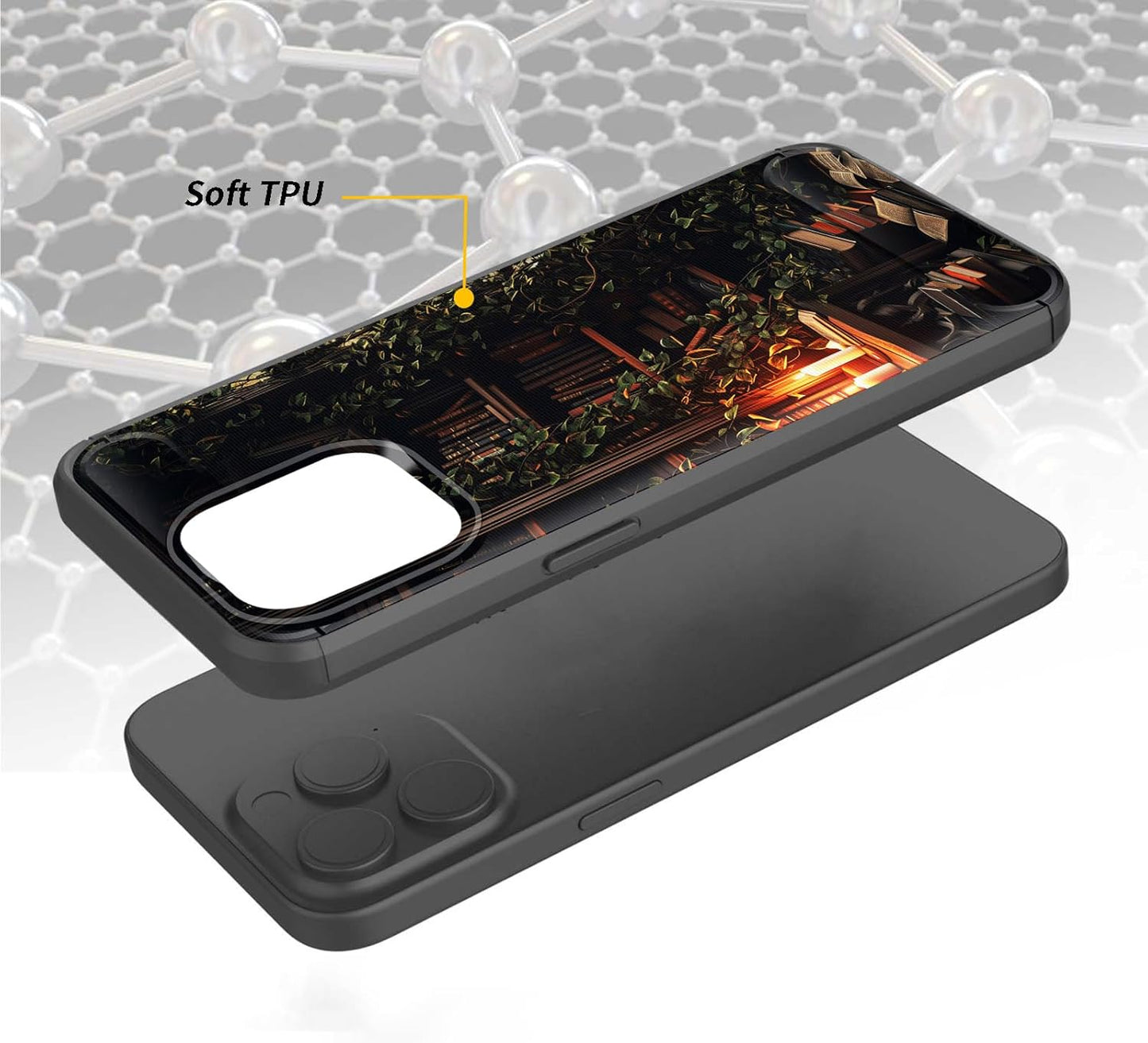CICPLKSE 14 14 6.7" 2022,Bookshelf for iPhone Pro Max Case,Shock-Absorption Flexible Brushed TPU Bumper Cove Soft