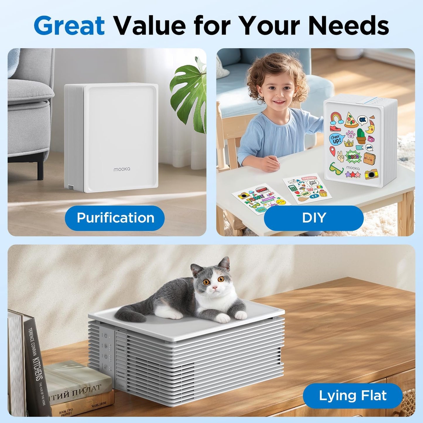 Skiennix Air Purifier - Large Room Coverage Up to 2200ft² with PM2.5 Sensor & Aromatherapy Function