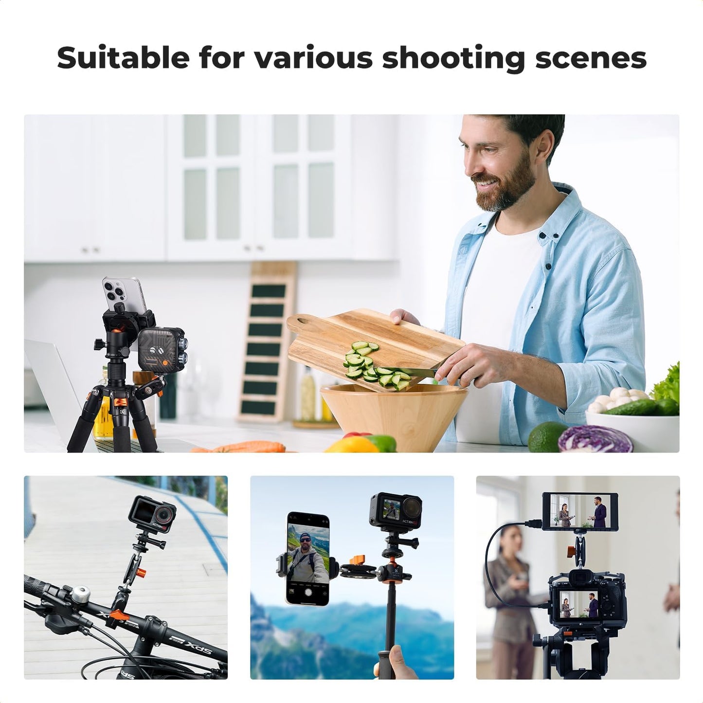 K&F CONCEPT 1/4" 360 Dual Ball Heads Magic Arm, Articulating Mini Magic Arm with Screw, Swivel Aluminum Alloy Camera