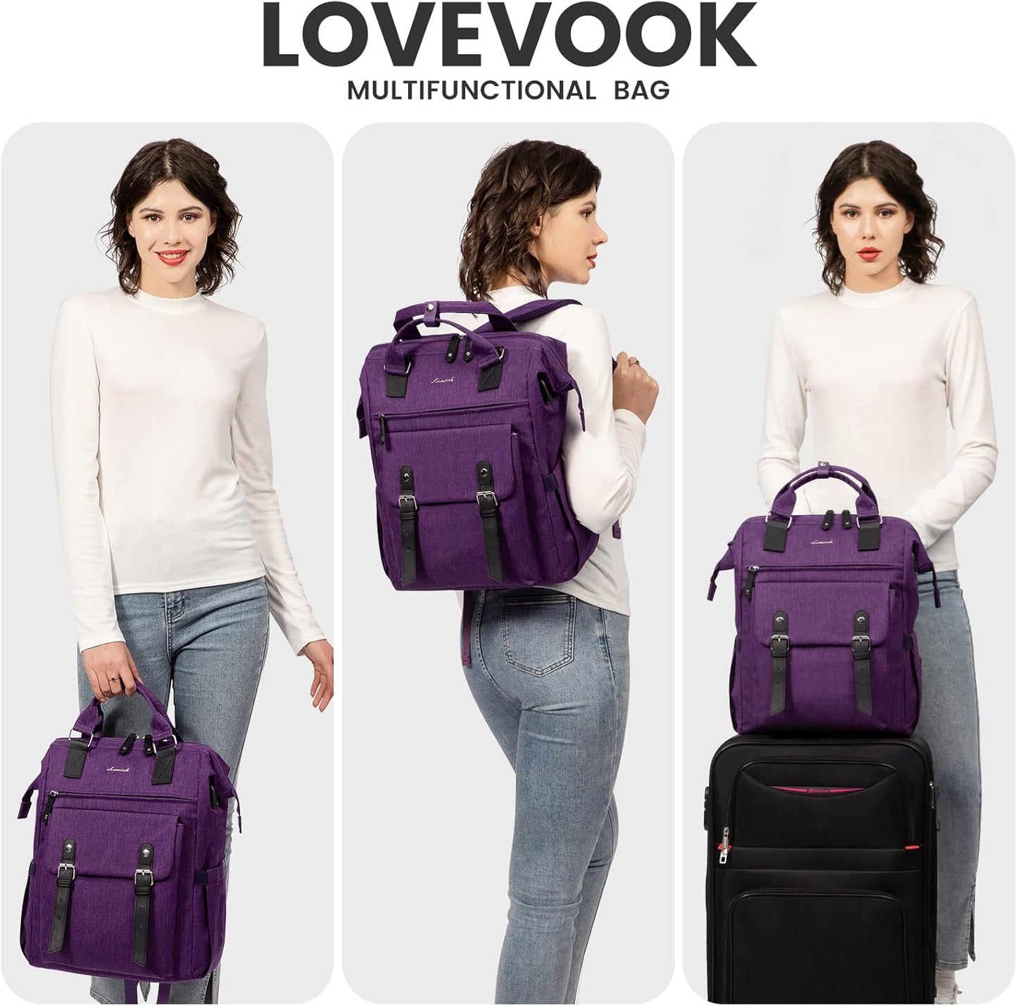 Backpack Backpack, Backpack Commuter 17 Inch, LOVEVOOK Laptop for Women Work Travel Teacher Doctor Nurse Bags College