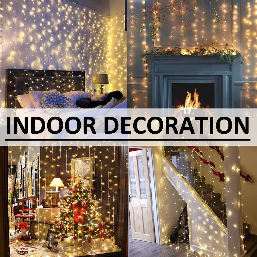 Solhice LED Curtain Lights - 800 Warm White Twinkle Lights for Outdoor & Indoor Décor | 40ft x 10ft
