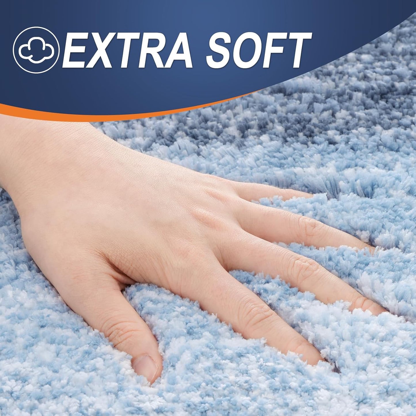 OLANLY Bath Rugs Mat - Extra Soft Microfiber, Quick Dry & Machine Washable | 24x16 Blue Rubber Backing