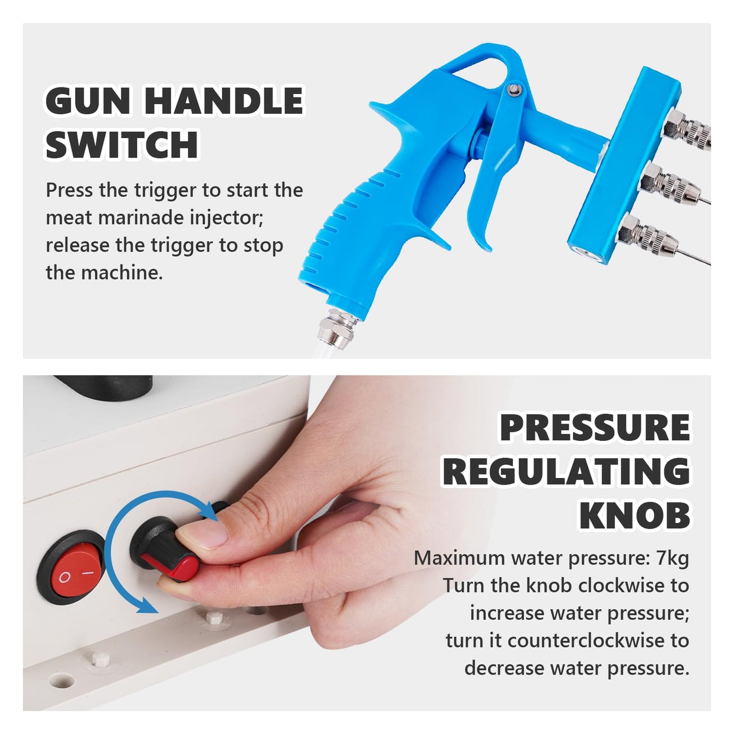 MXBAOHENG Electric Meat Injector Gun Pump with Hose, 60W Adjustable Pressure Marinade Injector Syringe with 20 Needles for Home Smoking, Family Parties & Outdoor Cooking Turkey, Pork, Beef