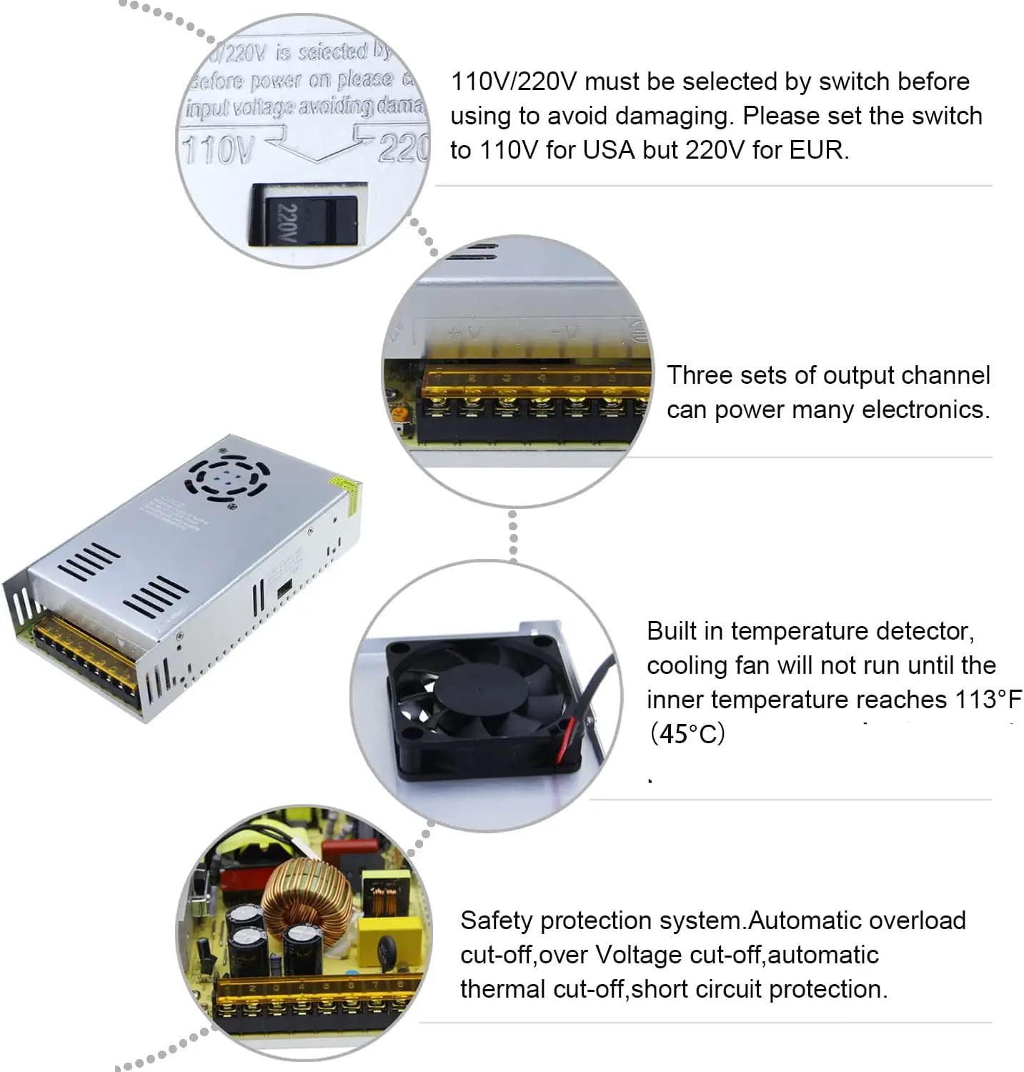 JOYNANO 36V 10A 360W DC Switching Power Supply AC-DC Converter Transformer for Brake Machine Industrial Automation CNC