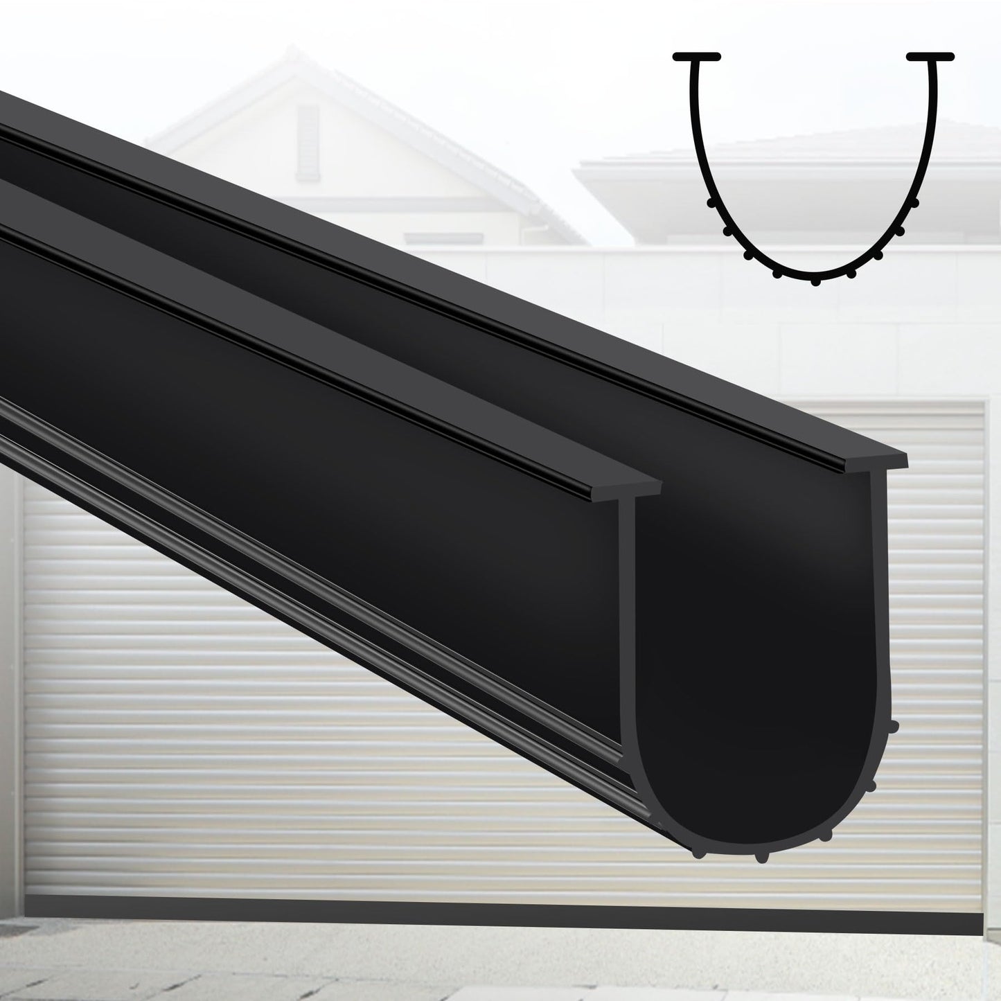 Gaahing Garage Door Bottom Seal Strip, 9.8 FT U-Shaped Replacement Weather Stripping, Impact Buffer Sealing Weatherstrip, Fits 5/16" T-End Double Track