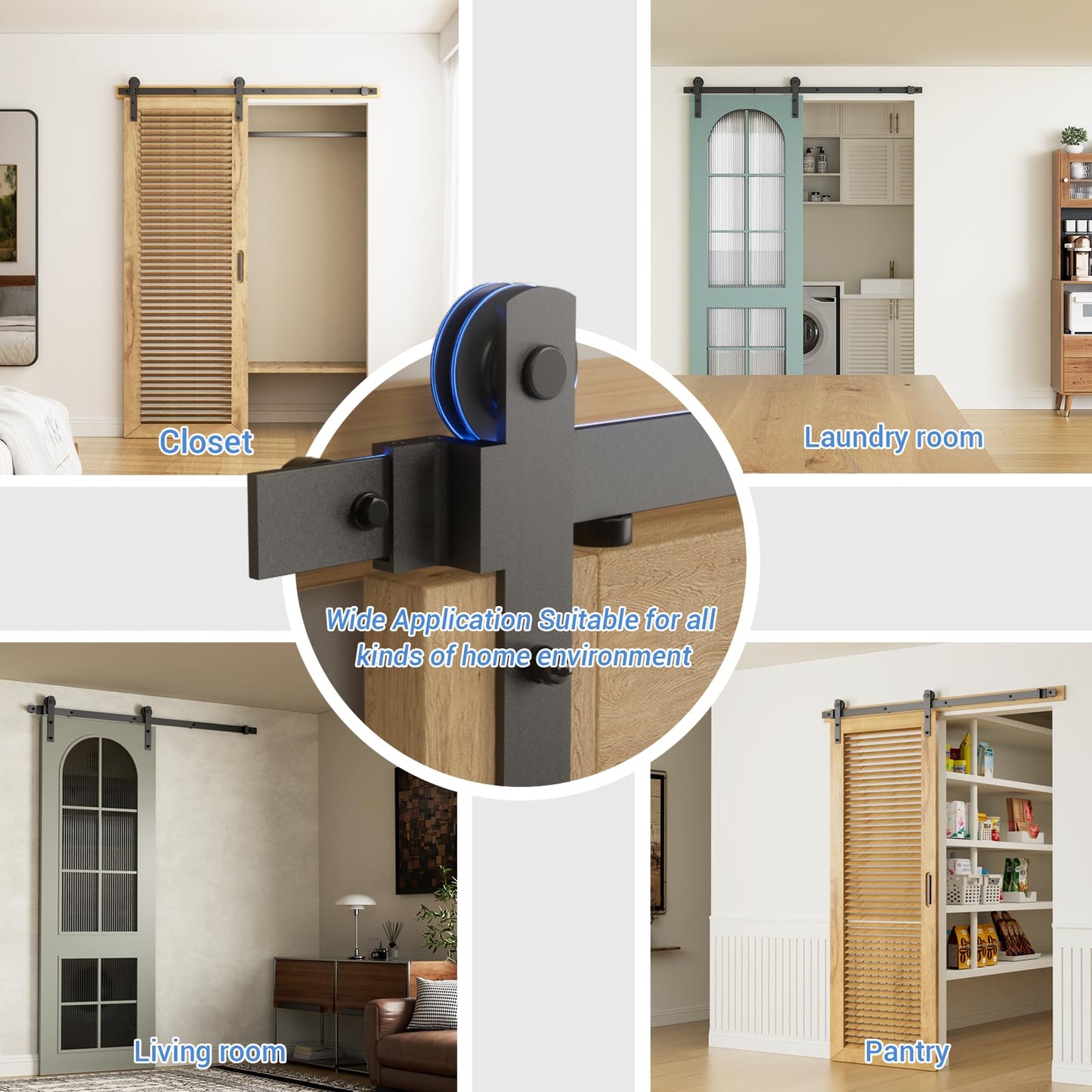 CCJH 6.6FT Heavy Duty Sturdy Sliding Barn Door Hardware Kit -Smoothly and Quietly -Easy to Install Fit 36"-40 Wide Door Panel