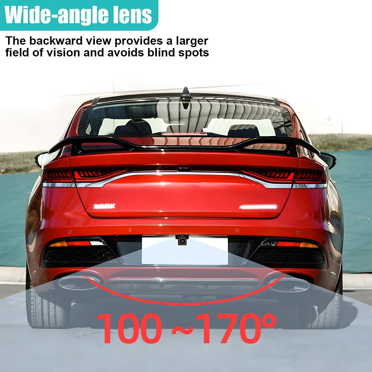 UHANBUT 12 170 Car Backup Camera, LED Night Vision Waterproof HD Rear View Camera, Wide Angle Long License Plate Frame