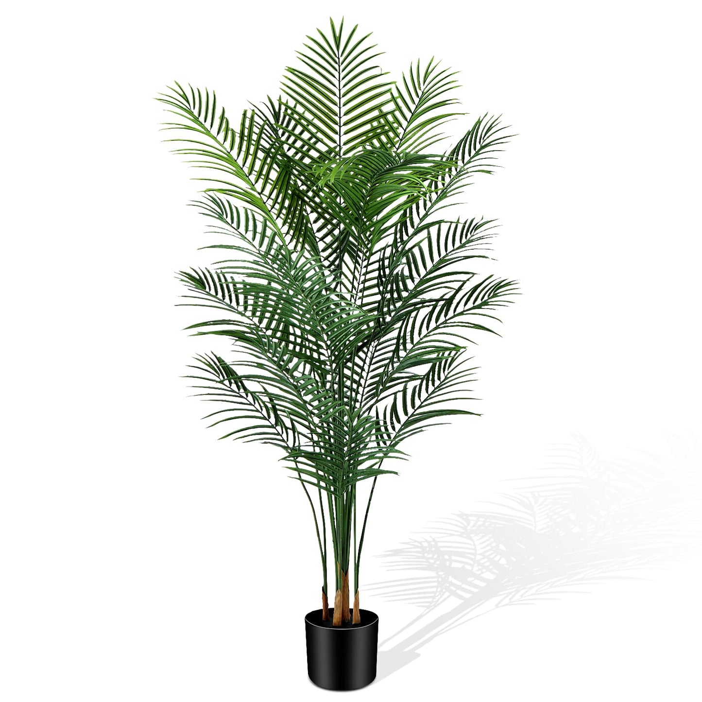 CyanGrove Artificial Palm Tree Outdoor 6ft, Large Fake Tropical Areca Palm Tree with 18 Trunks, Tall Faux Floor Plants for Indoor Outdoor-Living Rooms, Offices, Bedroom Home Decor