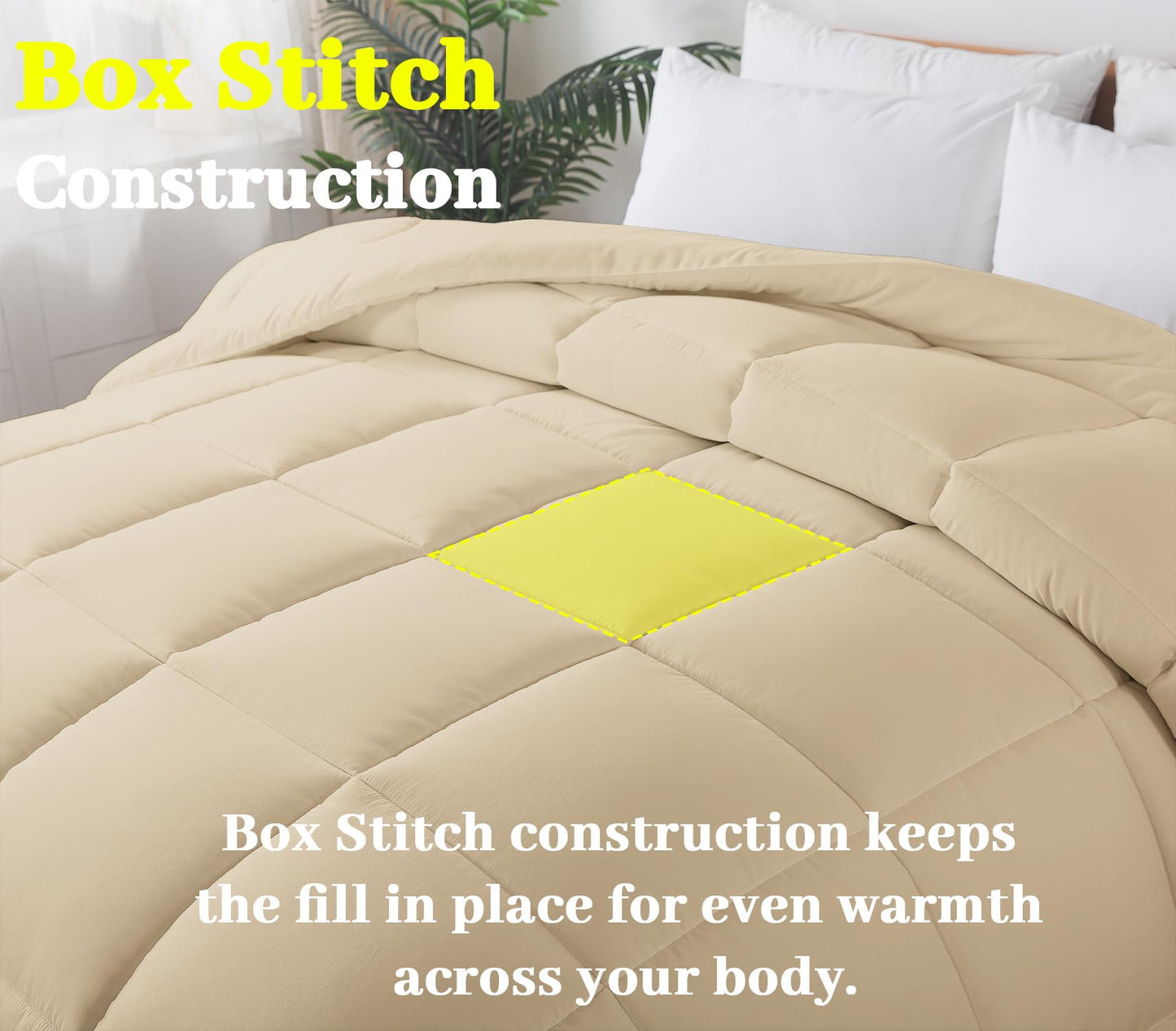 BedTreat Down Alternative Comforter King Duvet Insert With Corner Tabs, All Season Quilted Lightweight Quilt, Box-Stitched White Microfiber Bedding, Machine Washable