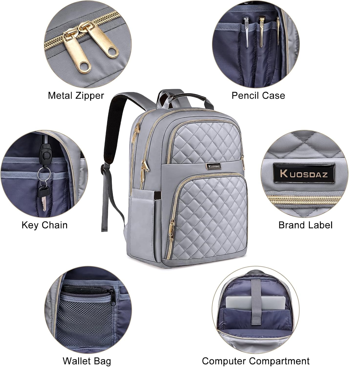 Backpacks Backpack 15.6 Inch Backpack, for Women, School for Teen Girls, Cute Quilted Laptop Large Bookbag for Middle