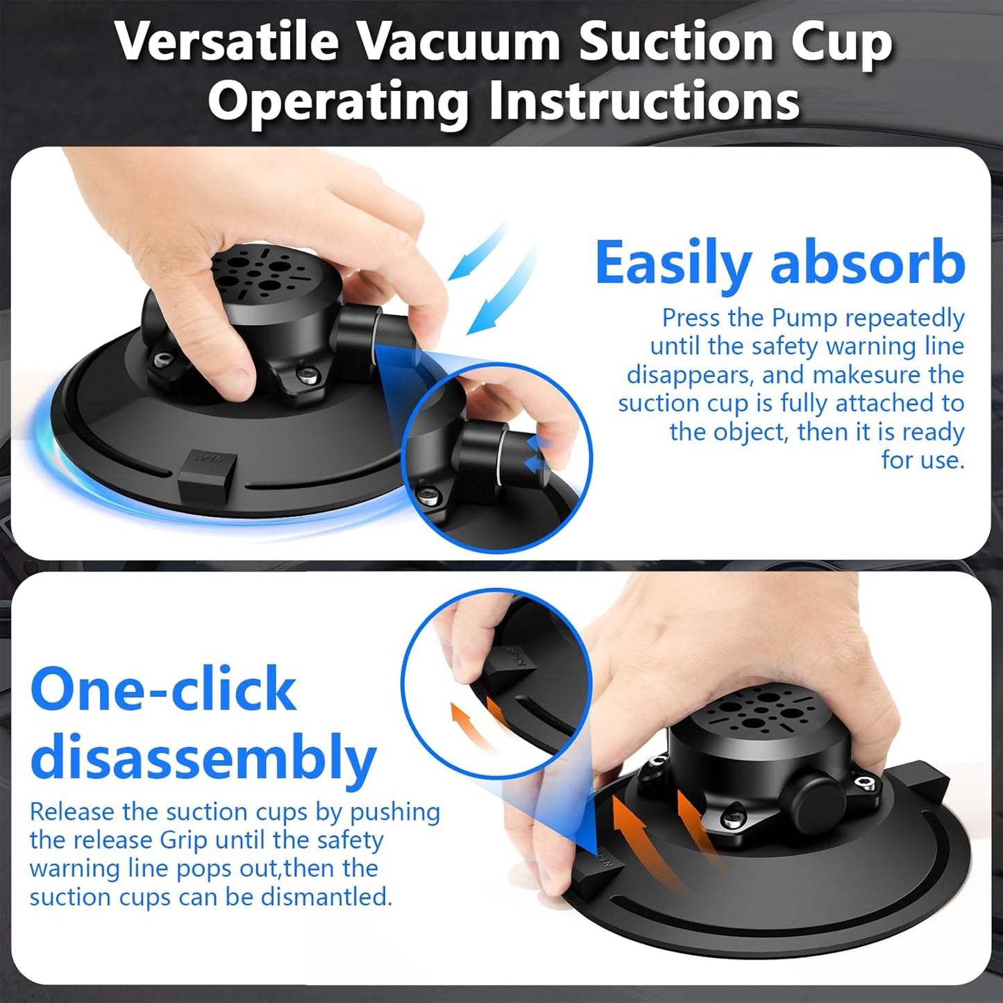 CAMEDAFLX 6" 1/4",1/8" Camera Suction Cup Mount with Ball Head Magic Arm,Quick Release Metal Vacuum Suction Cup Mount