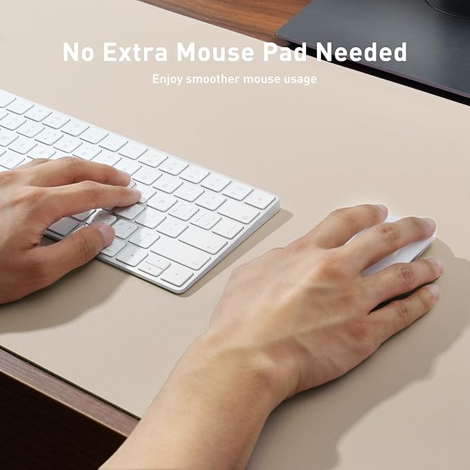 Aothia Faux Leather Desk Mat - Non-Slip PU Leather Desk Blotter, Waterproof Writing Surface, Large Desk Pad for Office & Home (Eggshell, 55" x 24")