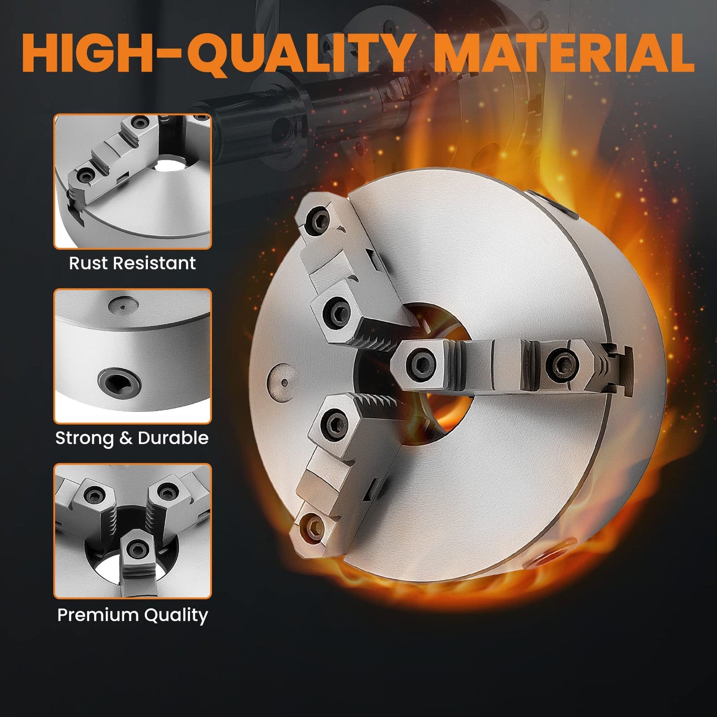 maXpeedingrods 8" 3-Jaw Lathe Chuck K11-200A, Self-Centering Hardened Steel Chuck High Precision with T-Key Mounting Bolts, 180mm Bolt Circle 65mm Center Hole for Metal Lathe Milling Drilling Machine