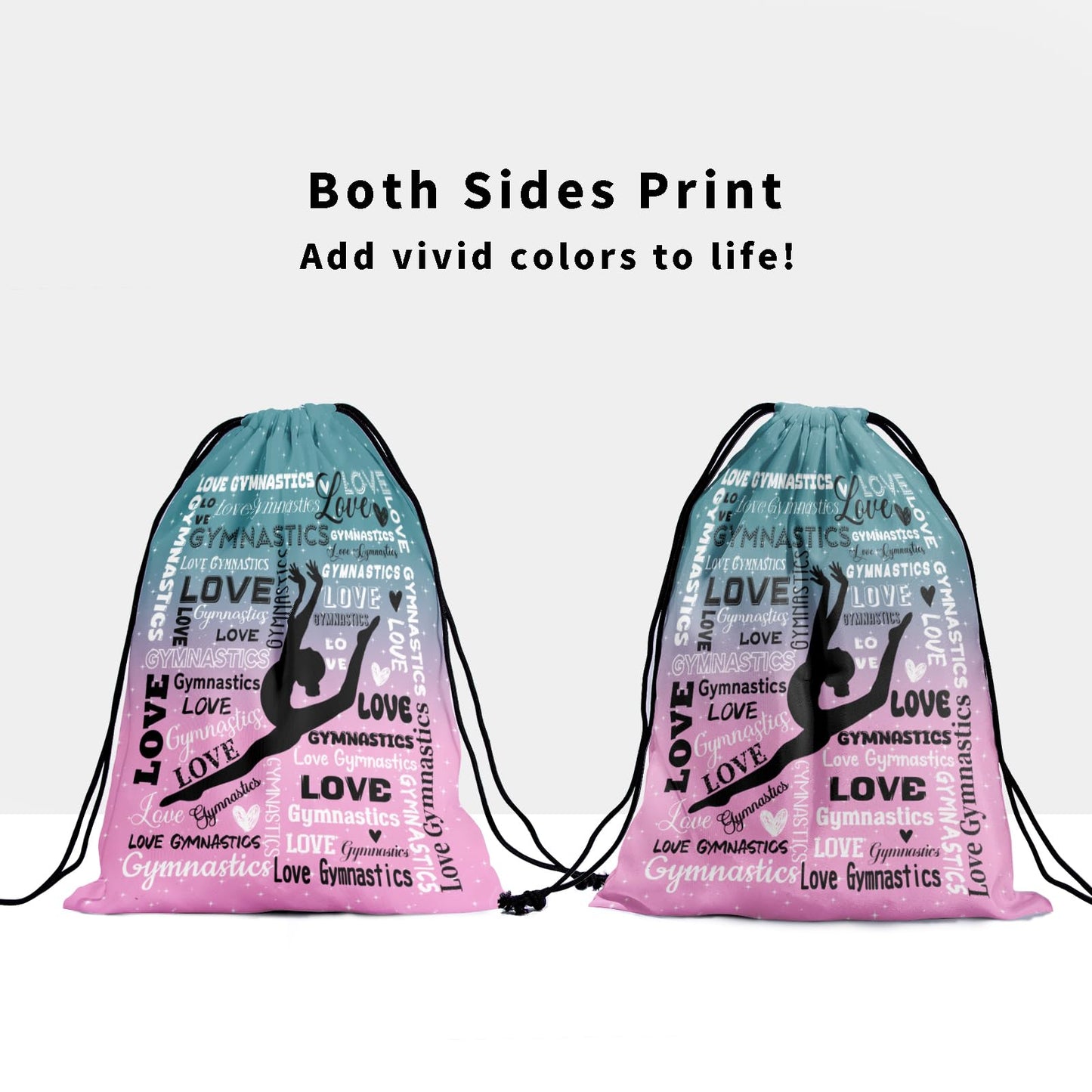 Giwawa Colorful Gymnastics Grip Bag Green Pink Adjustable Gym String Bag for Sport Travel Daily Use