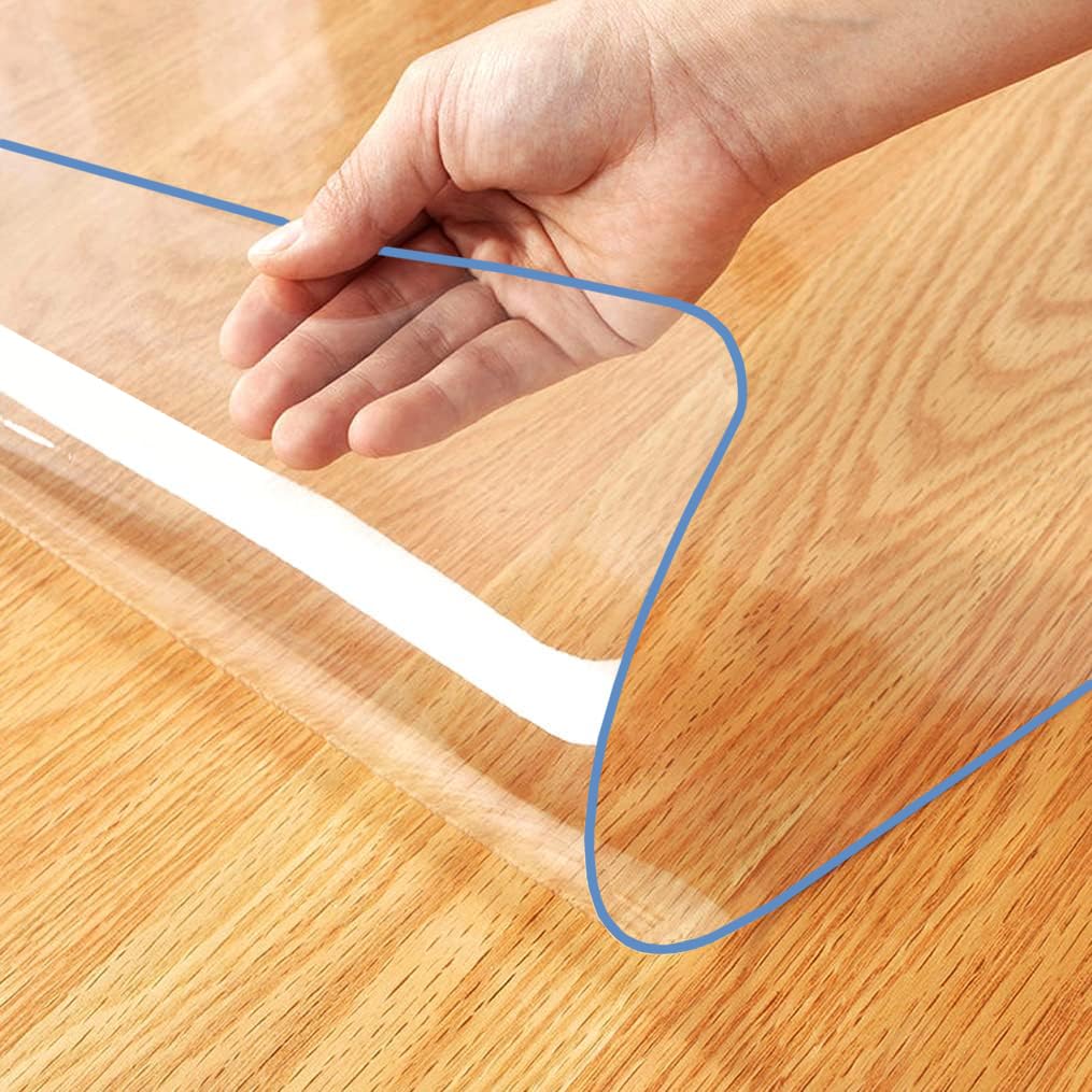 WingCanto 32x84 Inch Multi-Size Clear Tablecloth Protector Plastic Tablecloth Cover Waterproof Vinyl Dining Table Cover PVC Table Protector for Rectangle Wooden Furniture Desk Pad Mat
