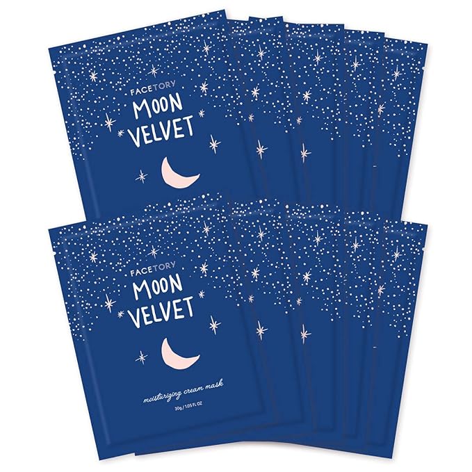 FACETORY FaceMasks Mask Skin Care ??MOON VELVET Face Masks Skin Care with Sodium Hyaluronate & Shea Butter | Face Mask Spa Moisturizing Treatment (10 Pack)