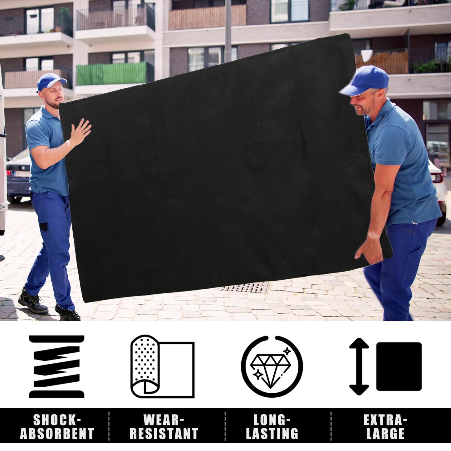 Fanfanwin 12 Pcs 80" x 72" Extra Large Moving Blankets Heavy Duty Packing Blankets Textile Shipping Furniture Pads Furniture Covers Essentials for Protecting Wrapping Moving Supplies, Black