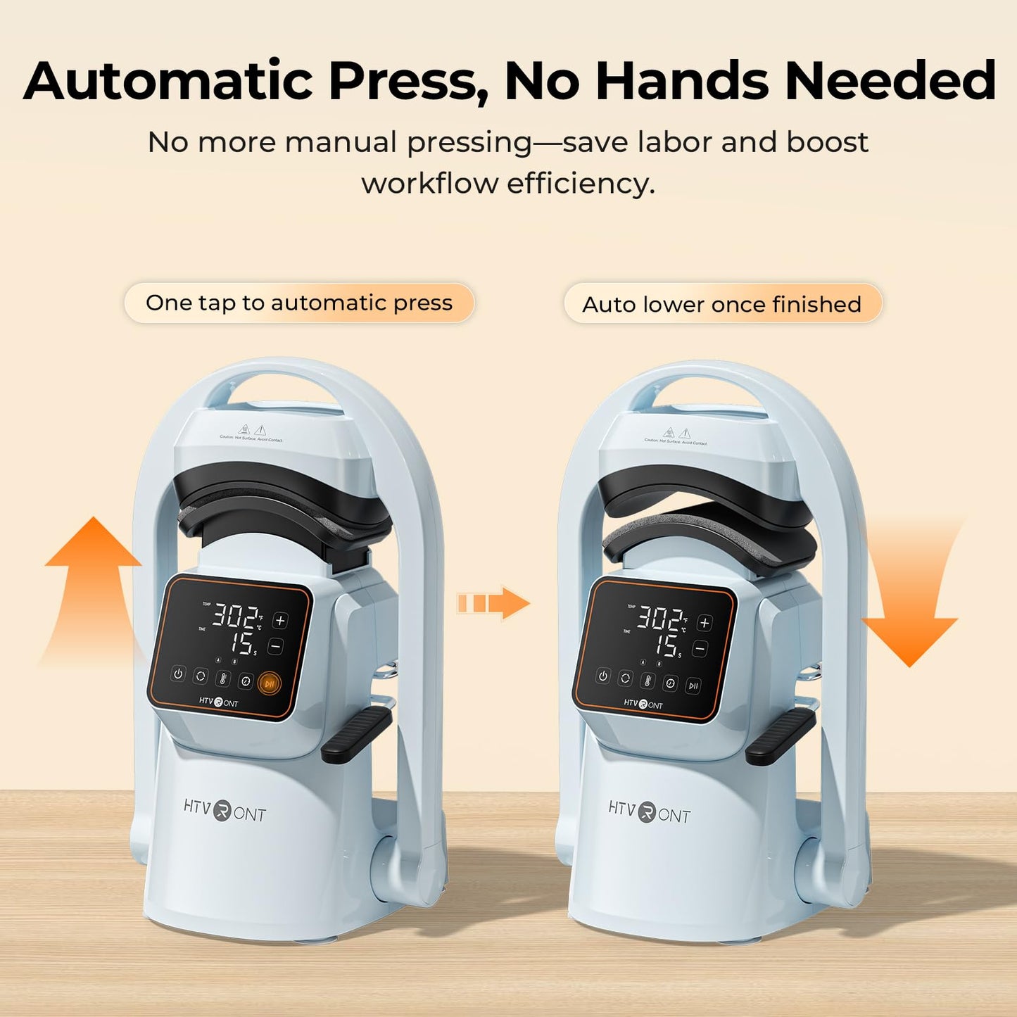 HTVRONT Auto Hat Press Machine - Hat Heat Press Machine with Precise Temp&Timer Control, Hat Heat Press Machine for Caps with 2 Platens, Compatible with DTF Film, Embroidery, Sublimation (Blue)
