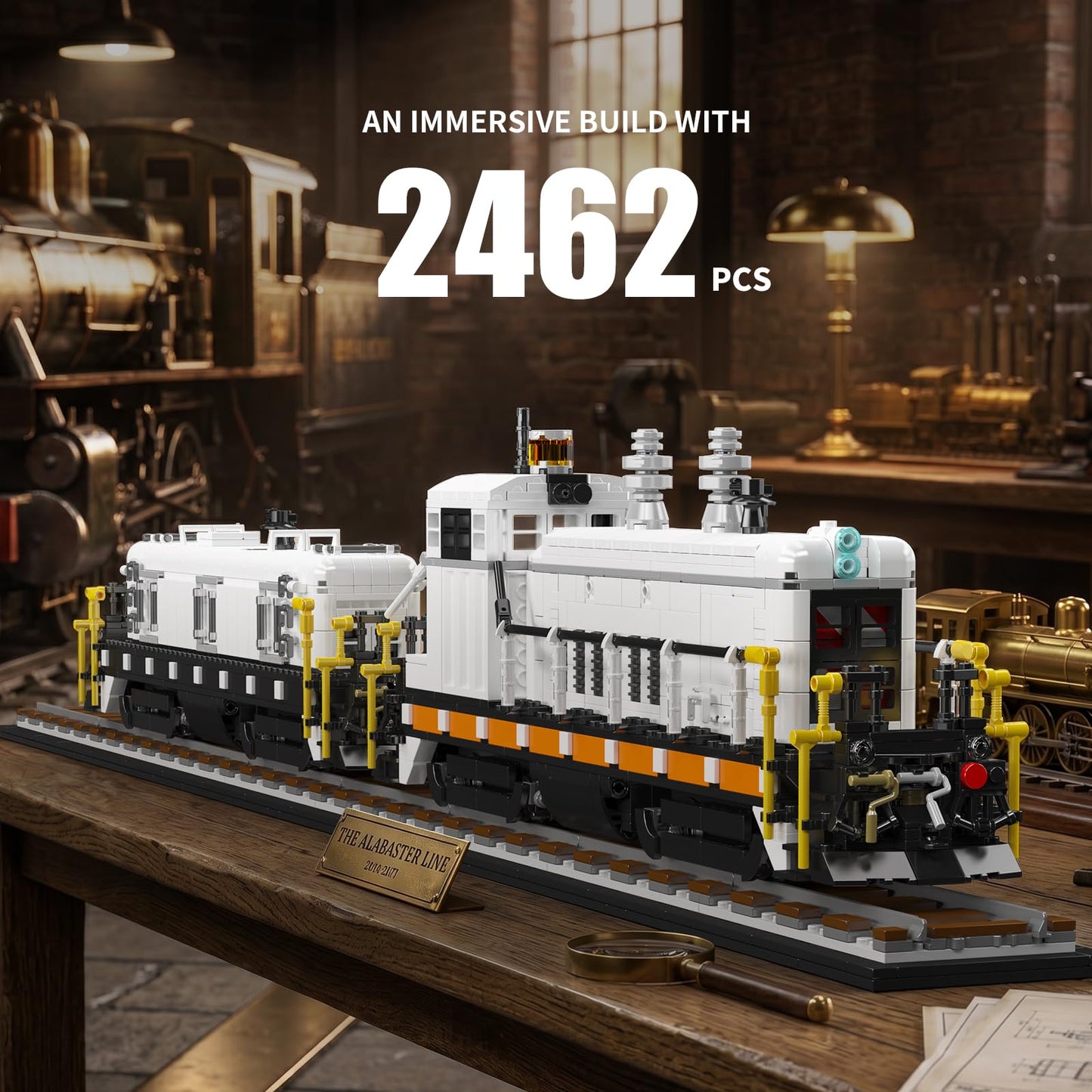 Mould King 12051 Diesel Train Building Set, Locomotive Train Model Set with Rails, Collectible Train Toys Ideal for Railway Lovers, Static 2462 pcs
